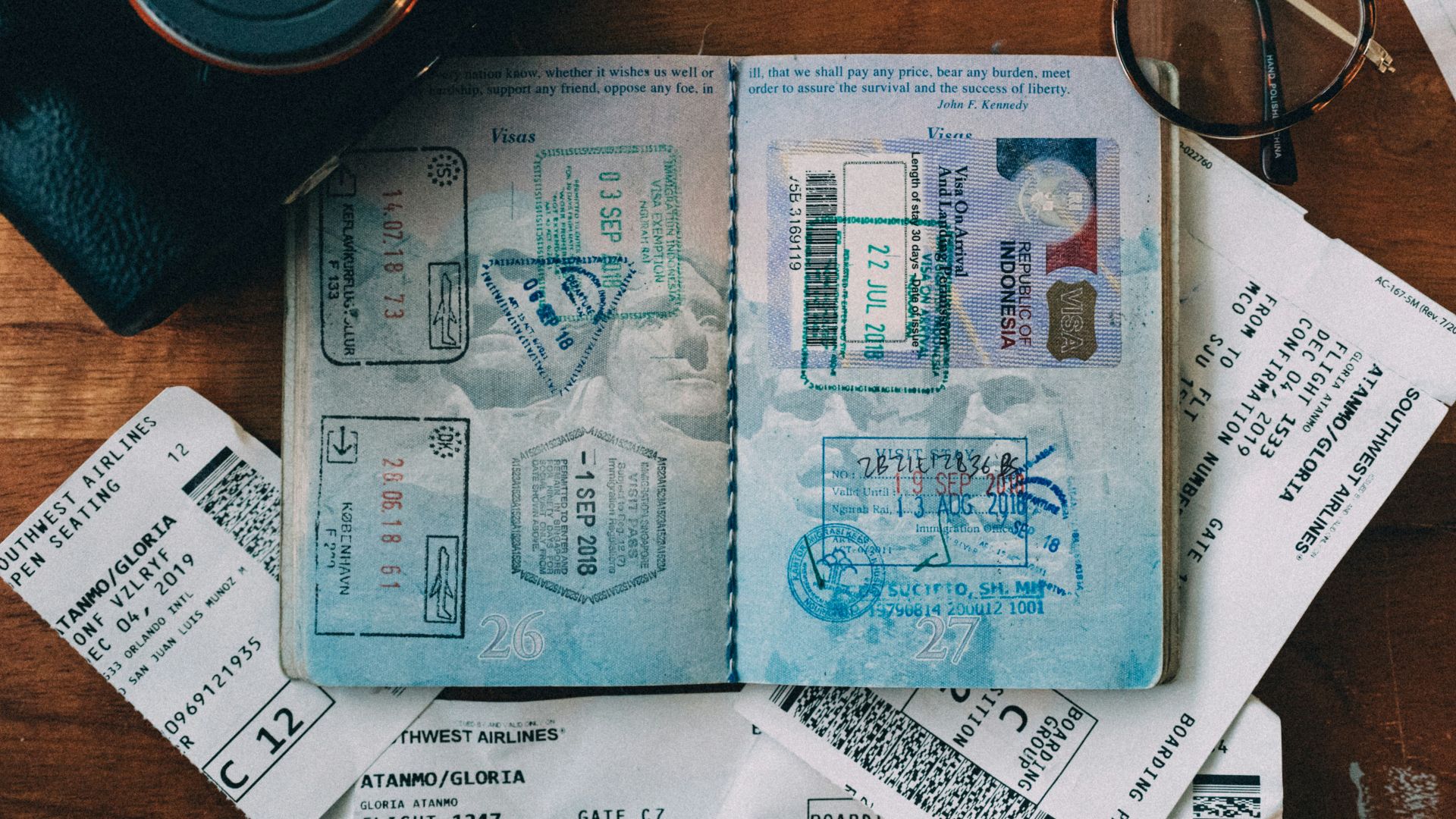 white and blue identification card