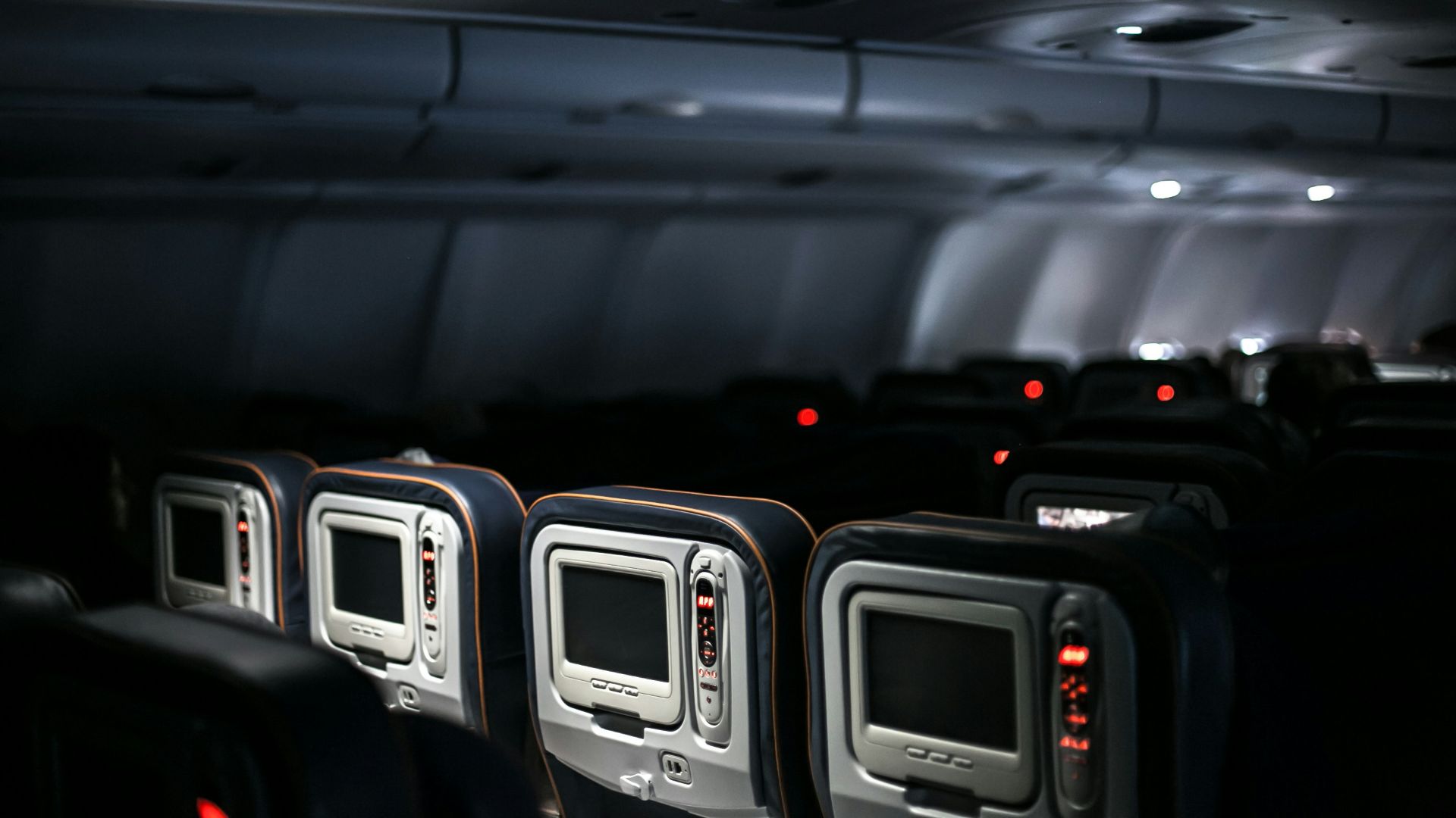 black and gray airplane seats