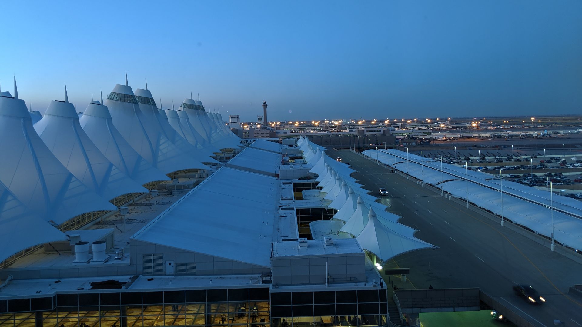 File:Denver International Airport Main Terminal at dusk 4.jpg
