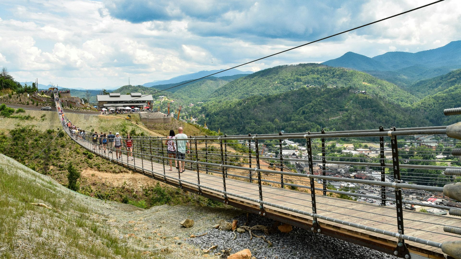 people walking on hanging bridge during daytime