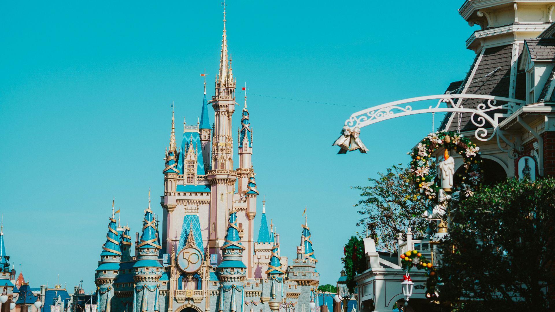 a large castle with blue sky