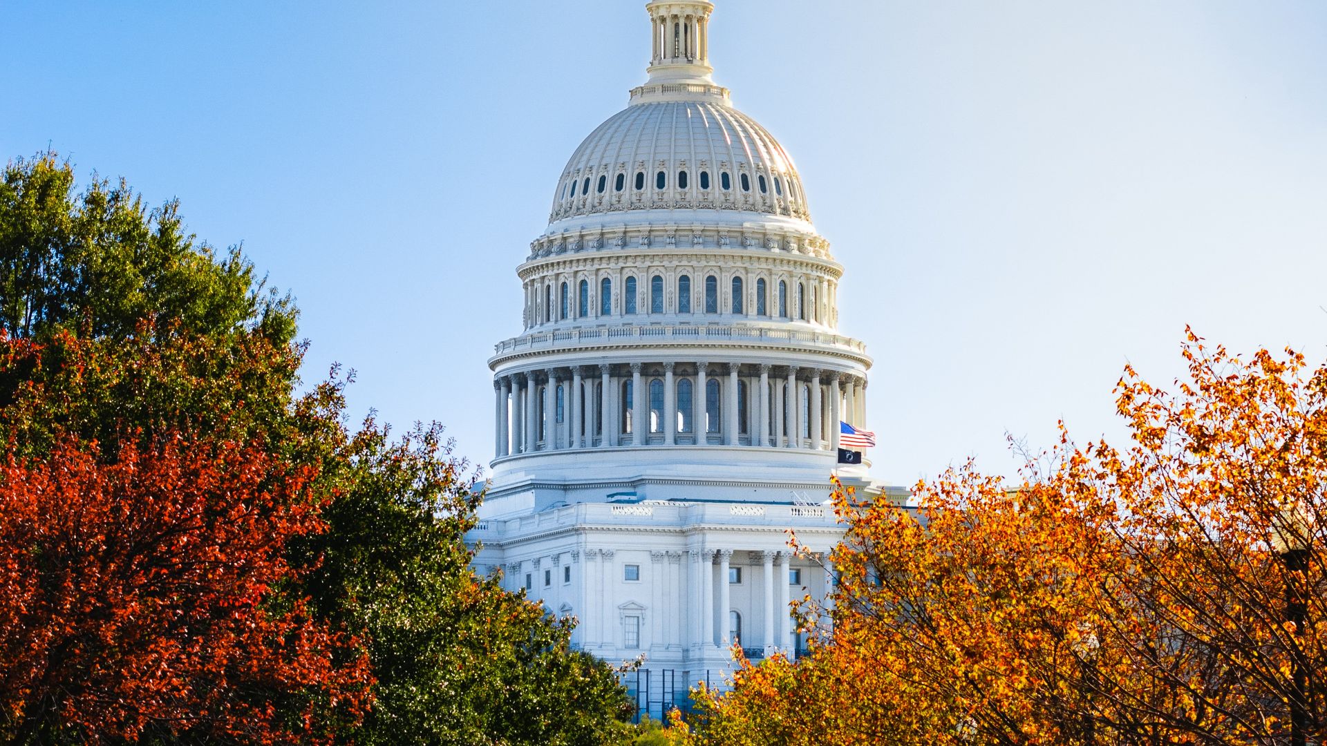 a view of the capitol building from across the street
