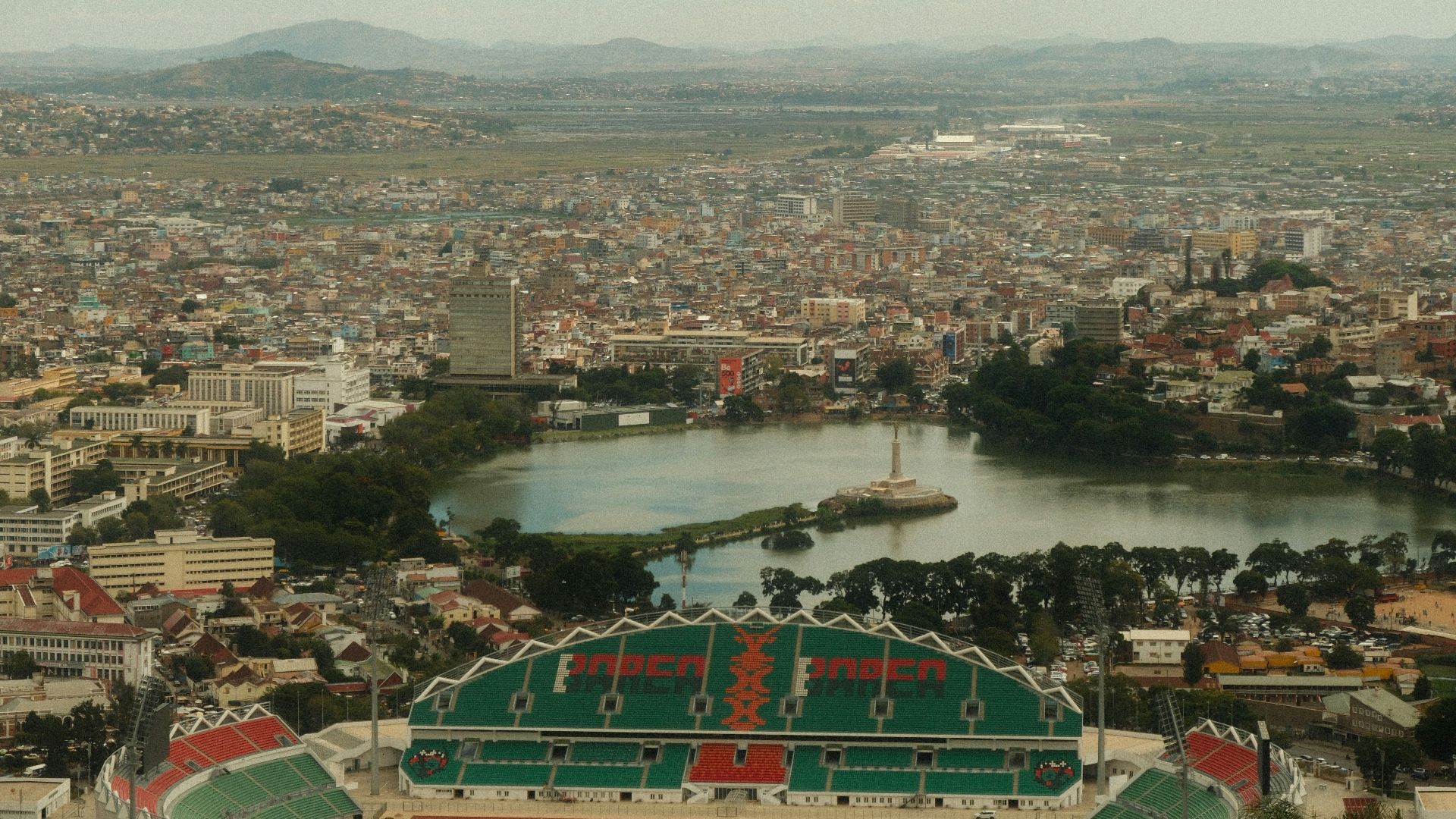 A view of a city from a tall building