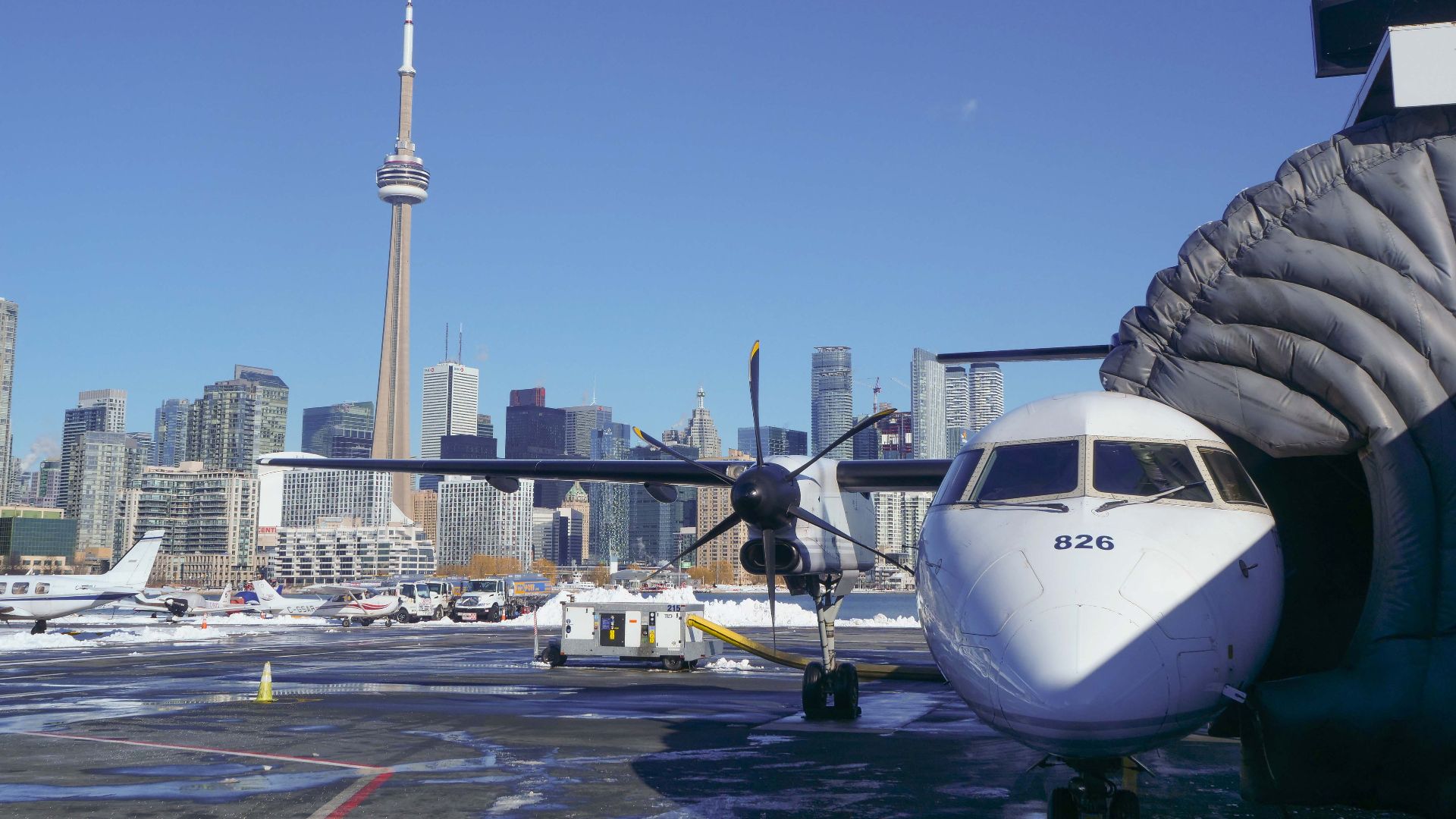 File:Toronto skyline Billy Bishop Toronto City Airport Porter Airlines Dash 8 400 (Quintin Soloviev).jpg