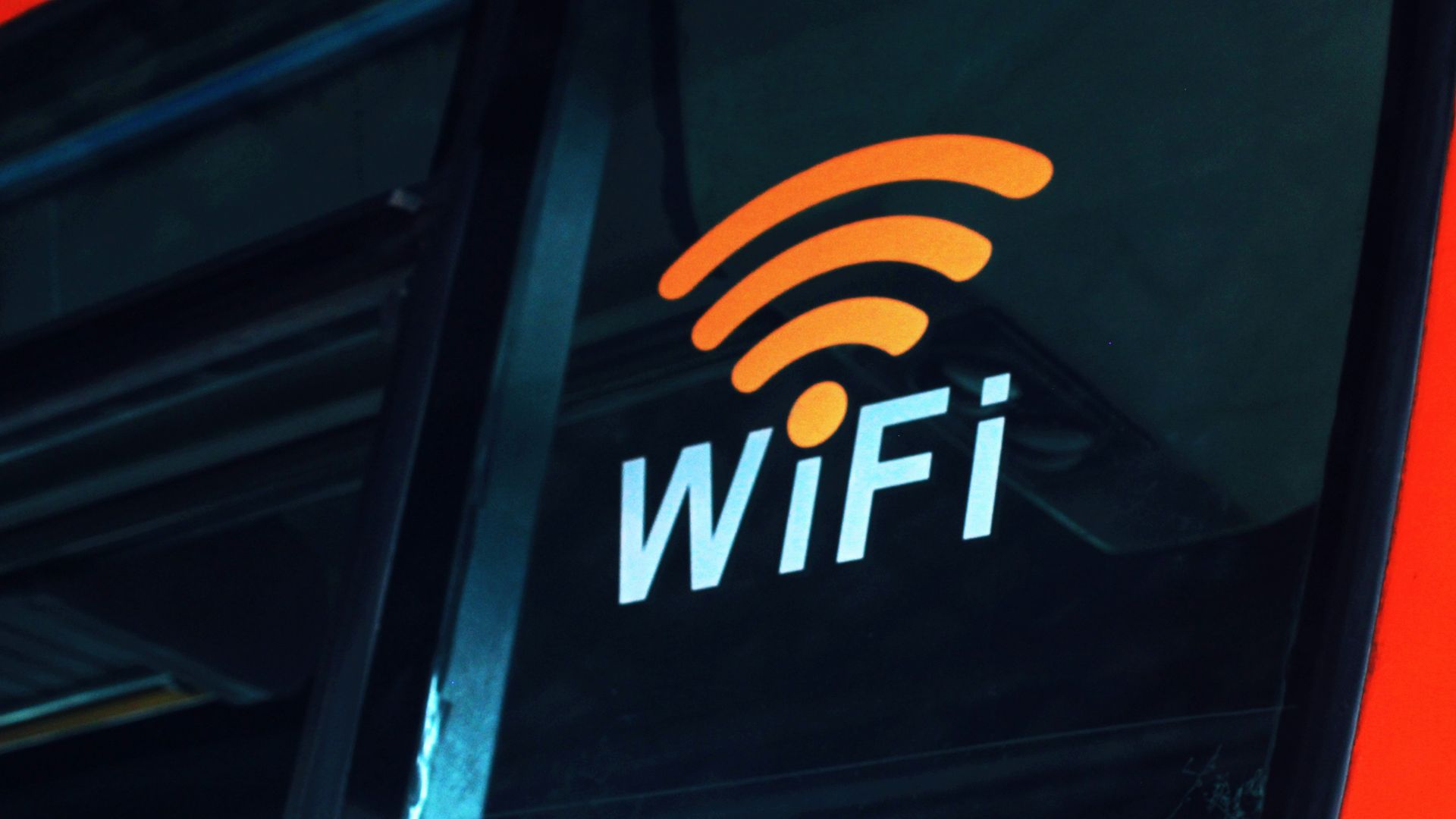 a close up of the wifi logo on the side of a bus