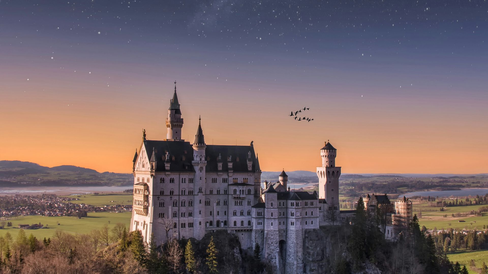 white and blue castle