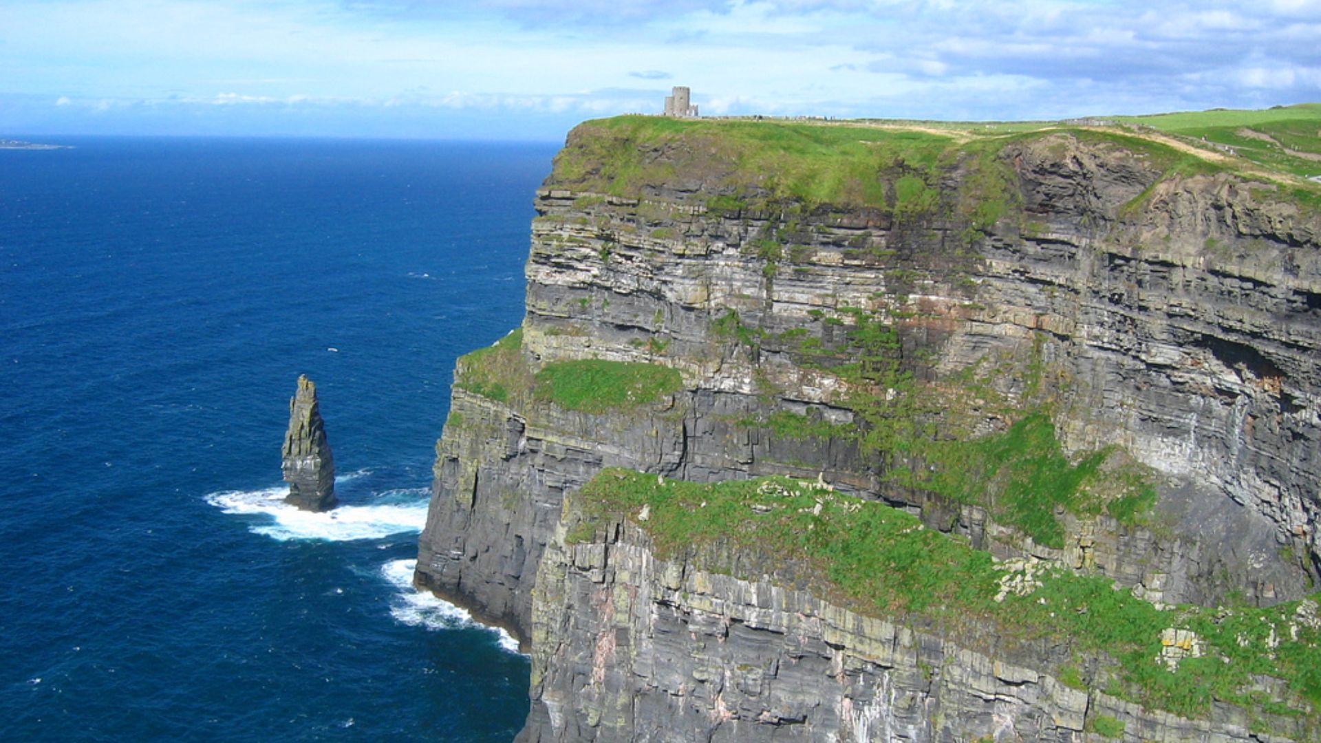 File:Cliffs of Moher with O'Brien's Tower - 2012.jpg
