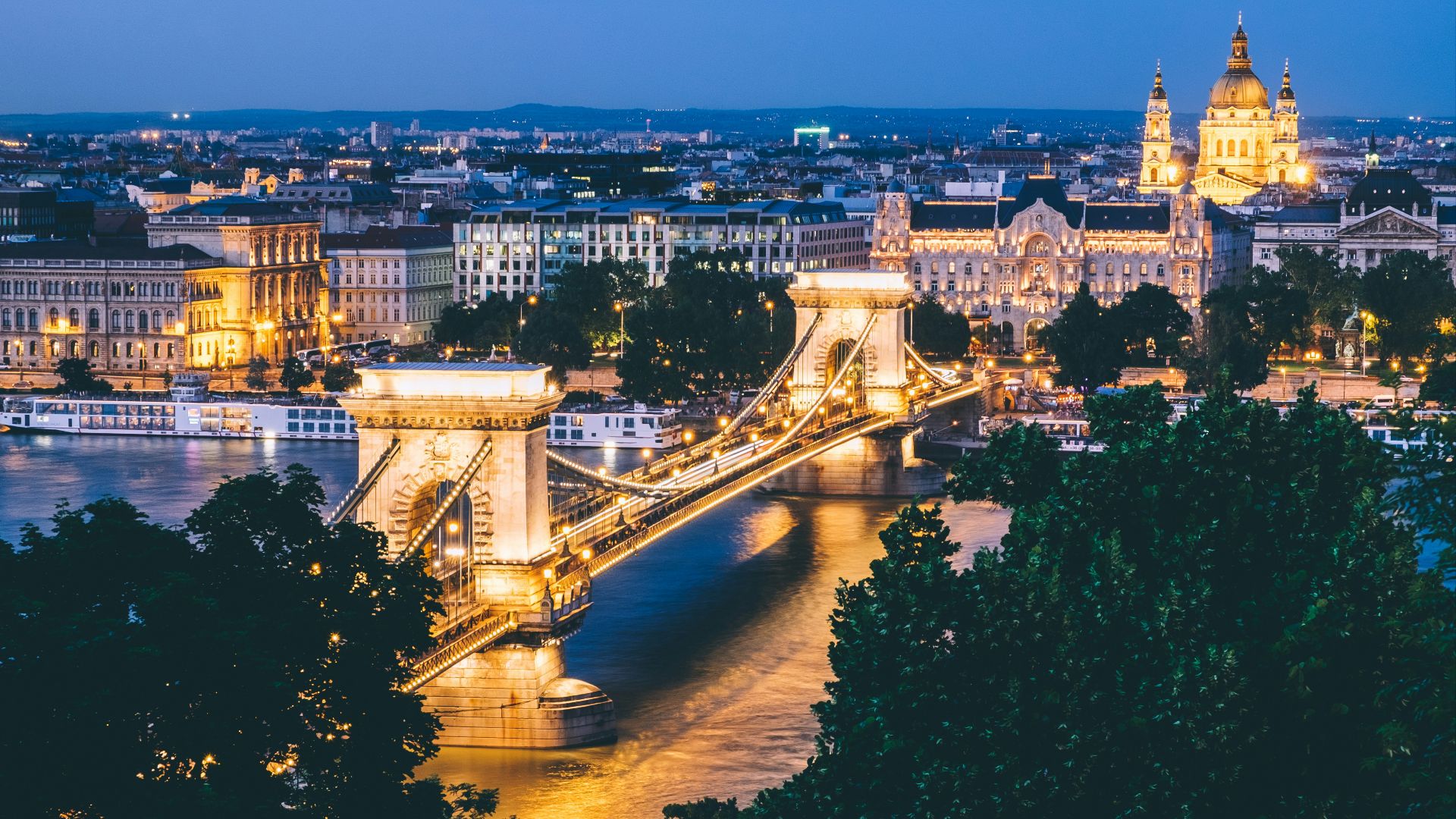landscape photo of bridge with lights