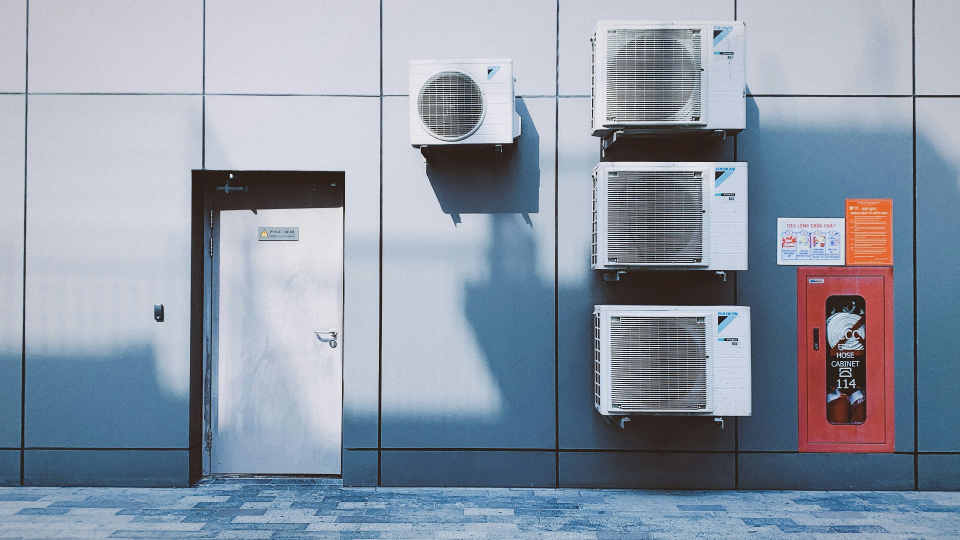 a wall with a few doors