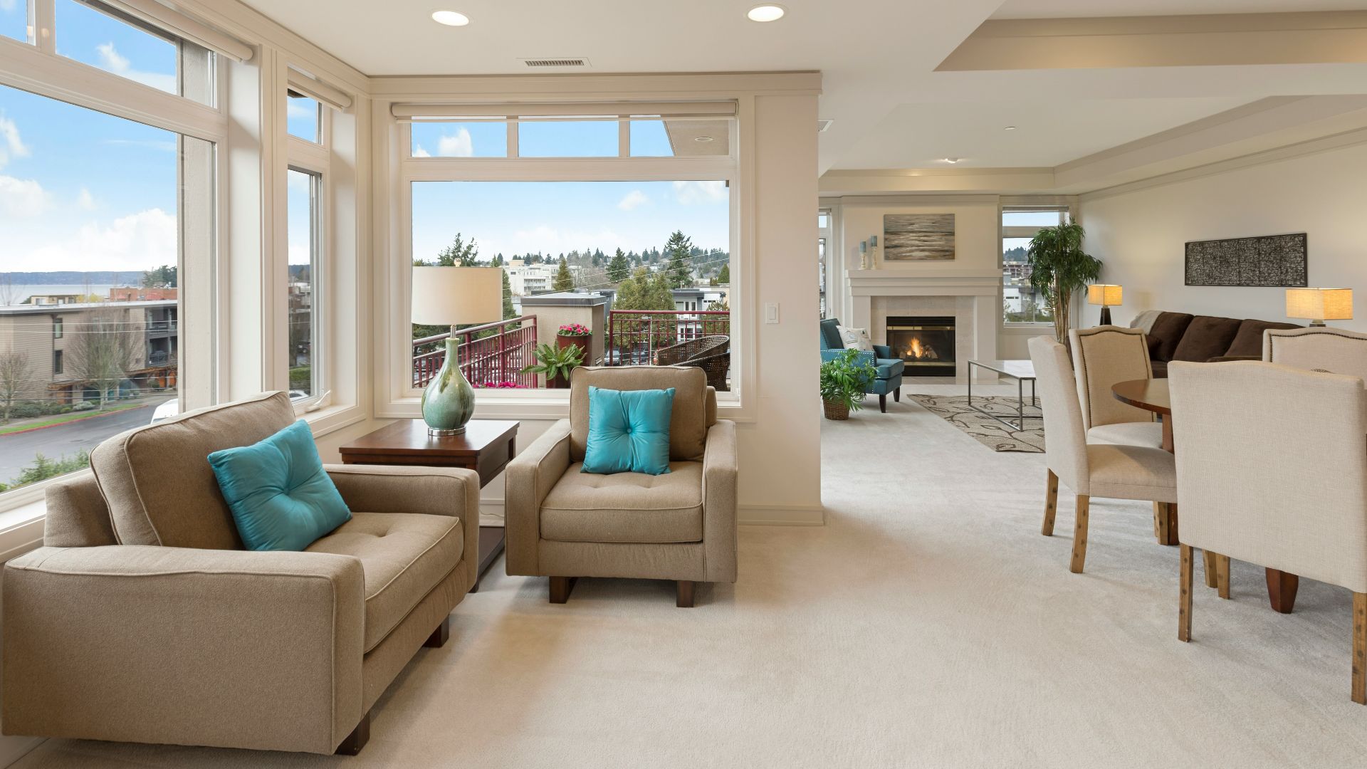 beige couch and armchair