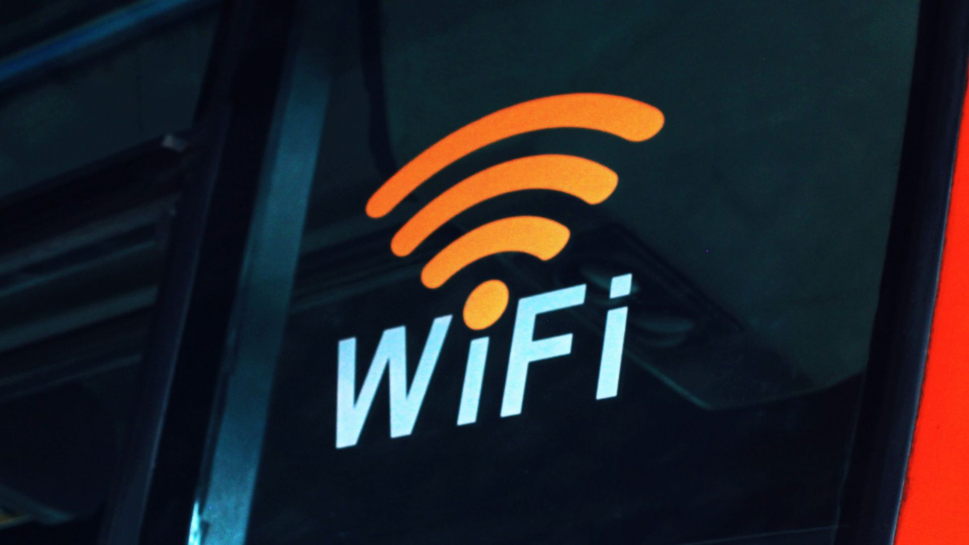 a close up of the wifi logo on the side of a bus