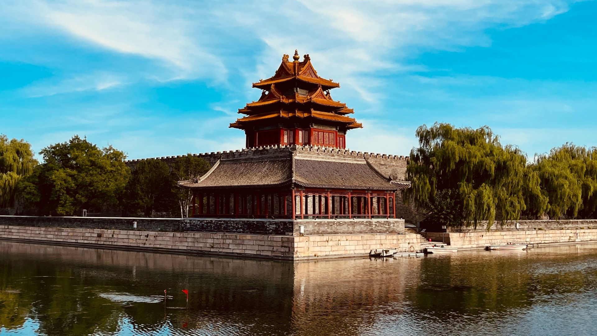 Forbidden City on a dock over water