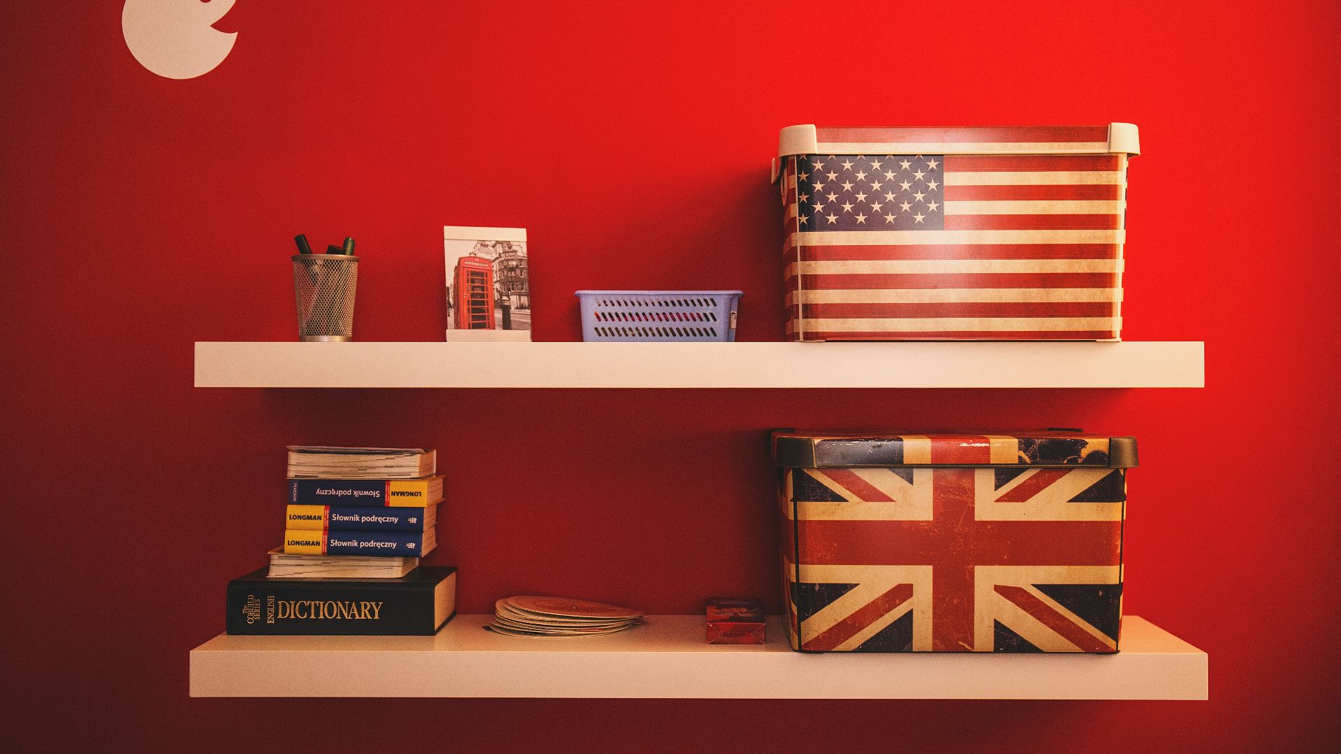 two gift boxes on floating shelf