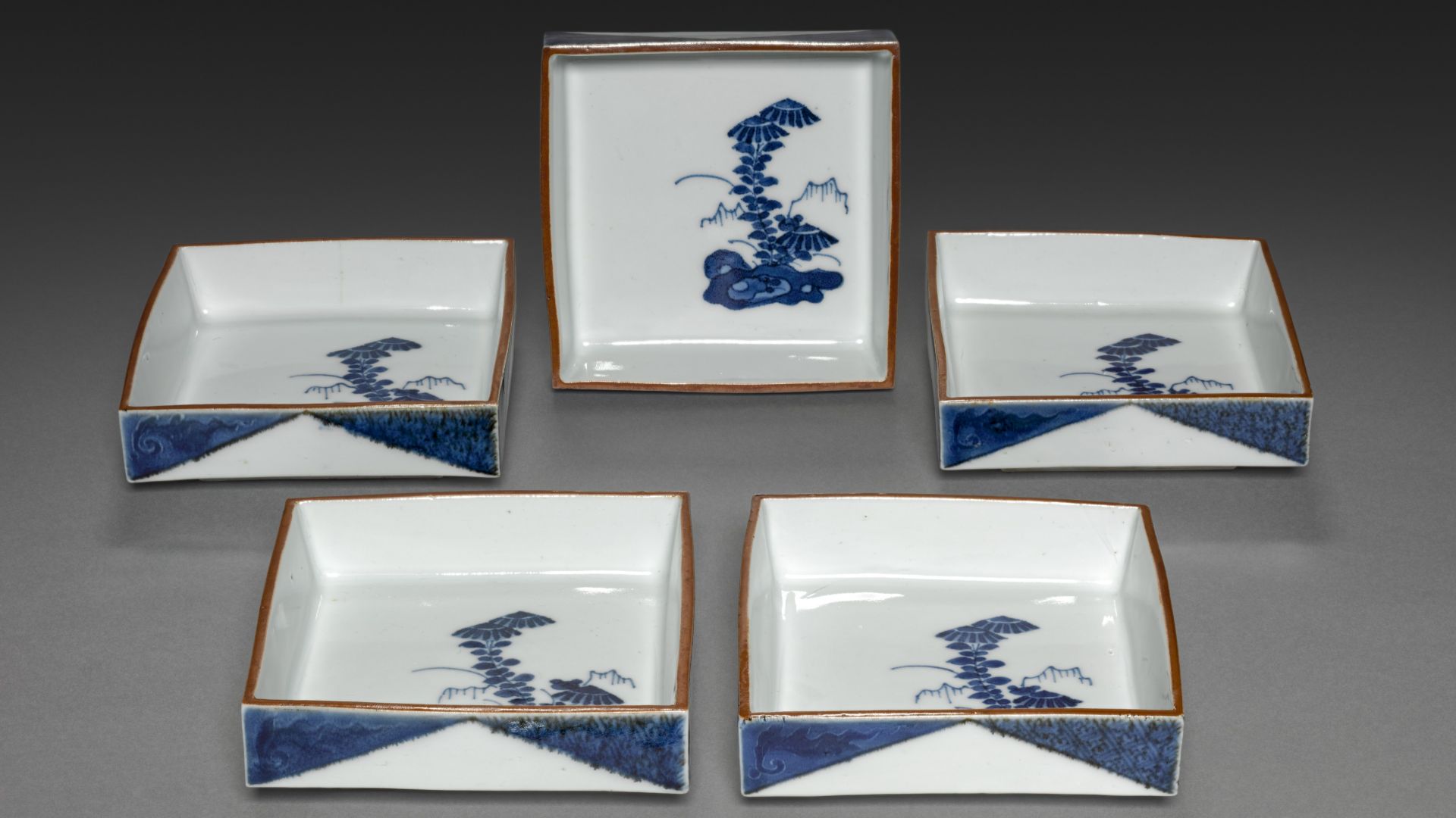 File:Japan, Edo period - Set of Square Dishes with Rock and Tree Design- Arita Ware - 1998.287 - Cleveland Museum of Art.jpg