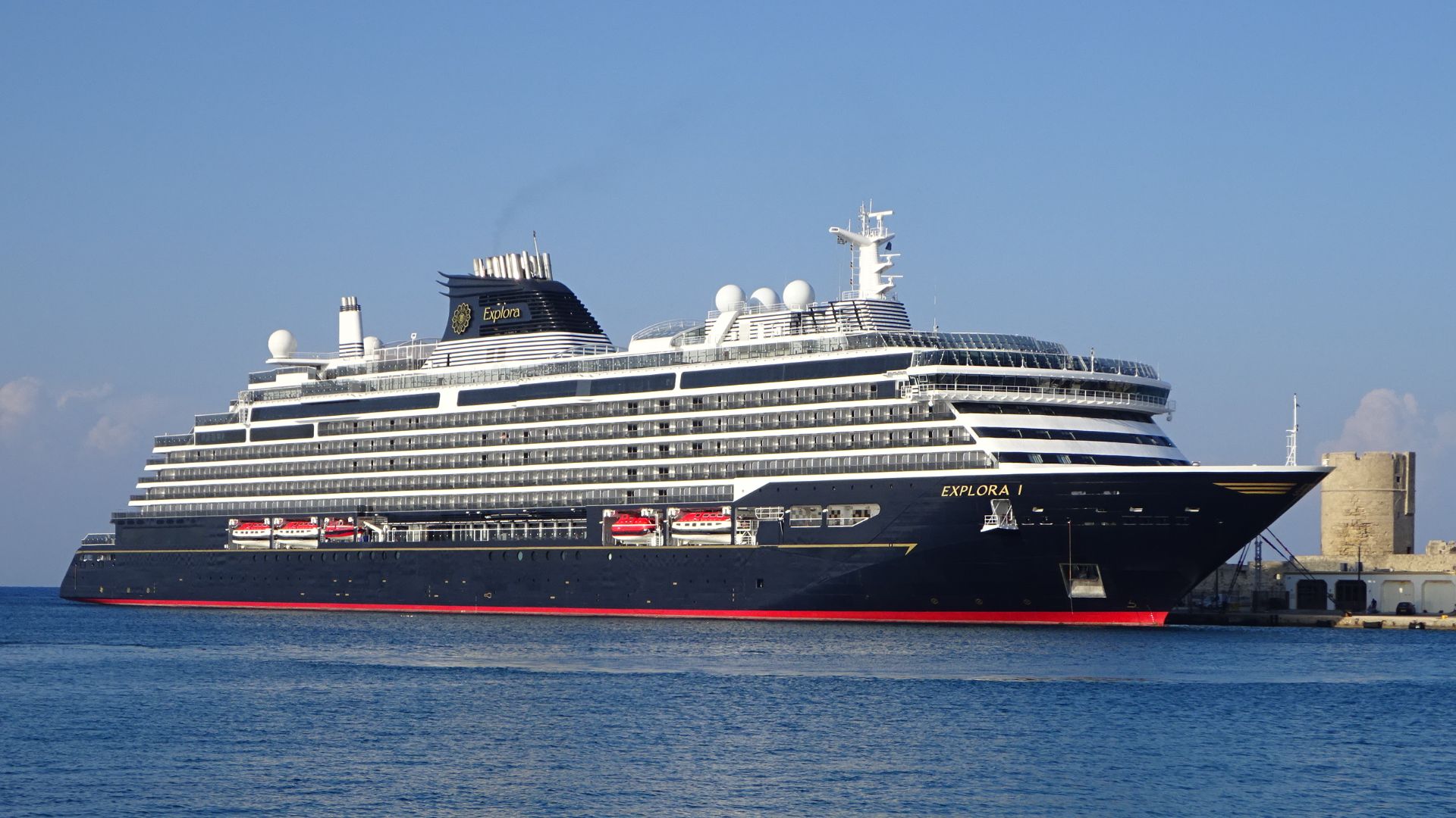 File:Explora I moored at Quay in Port of Rhodes 27 August 2024.jpg