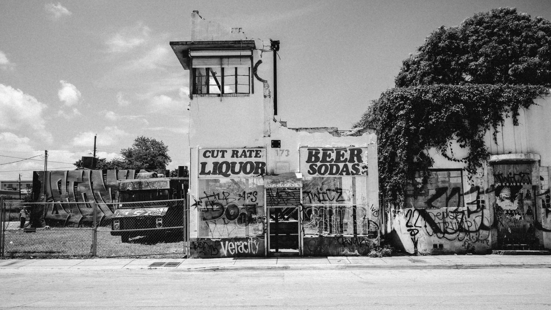 grayscale photo of UNKs kitchen building