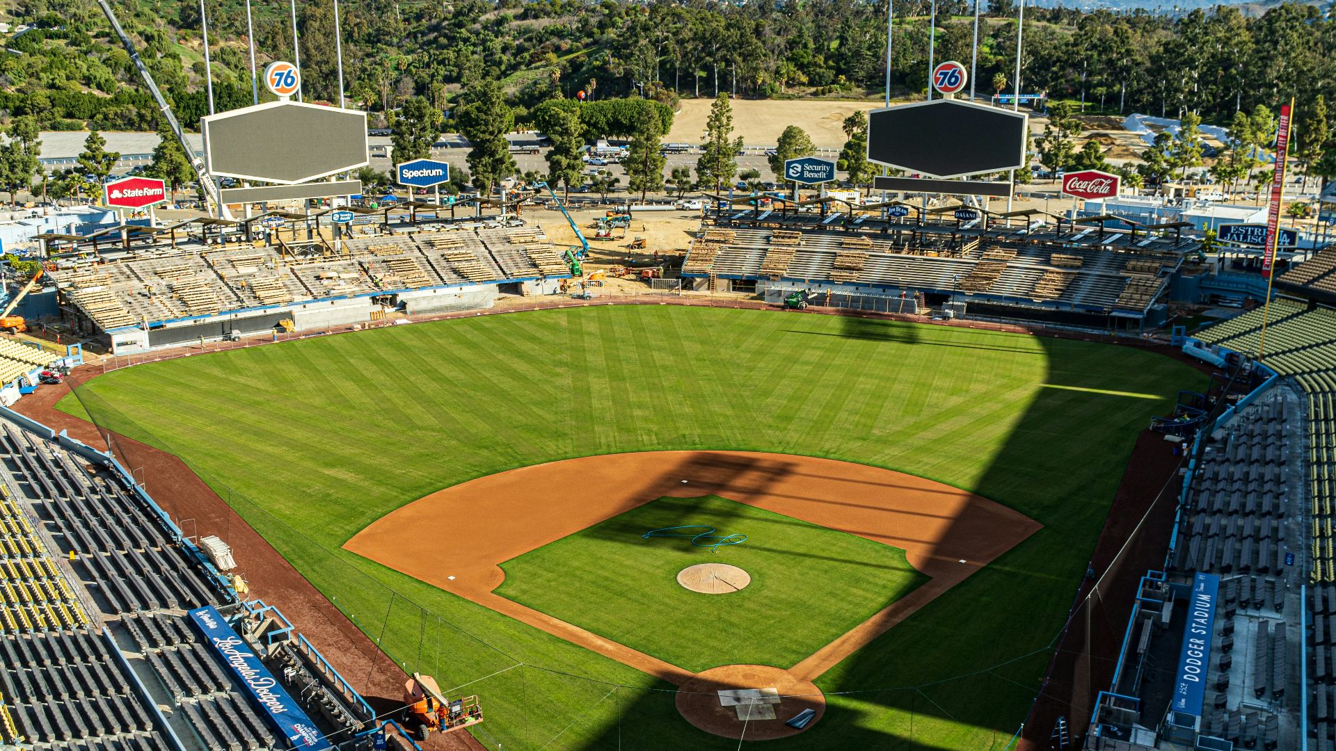aerial view of football field during daytime