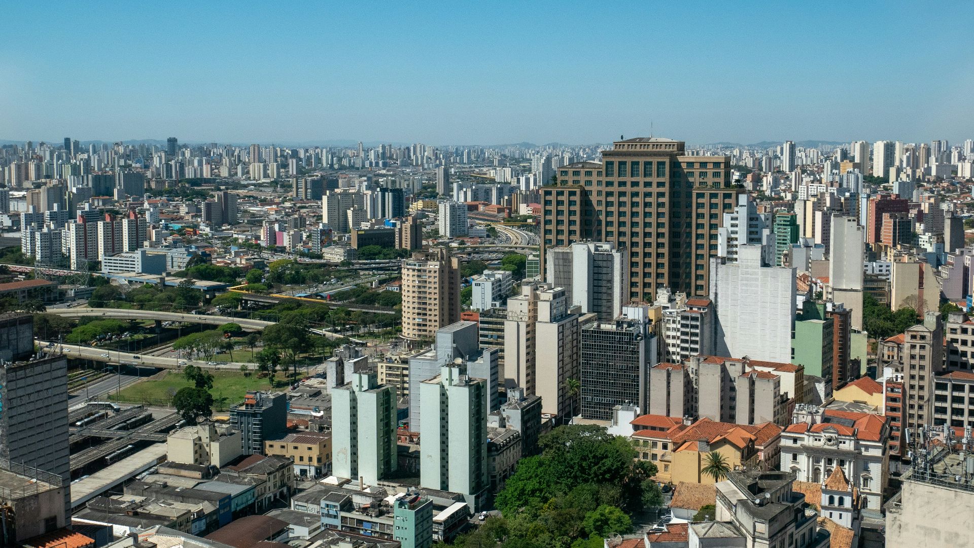 a view of a city from a tall building