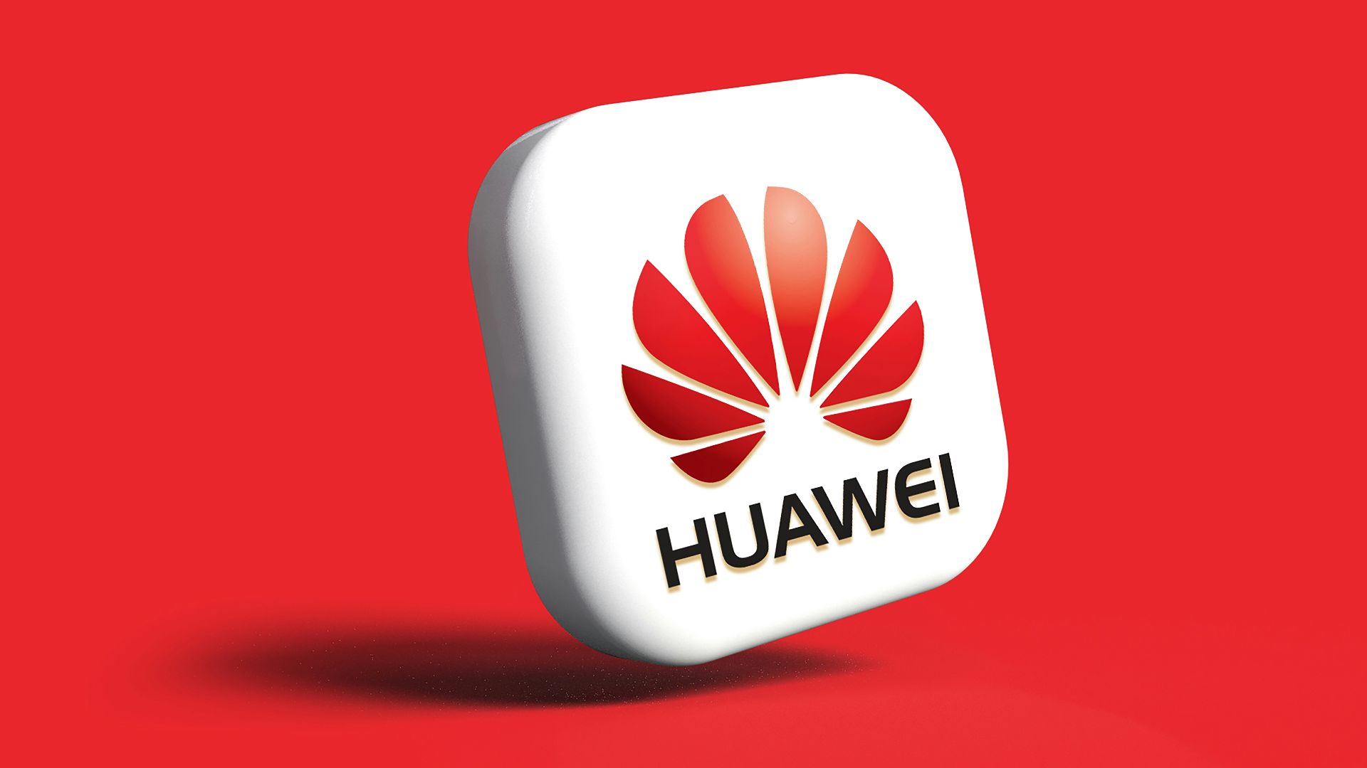 the logo of the company on a red background