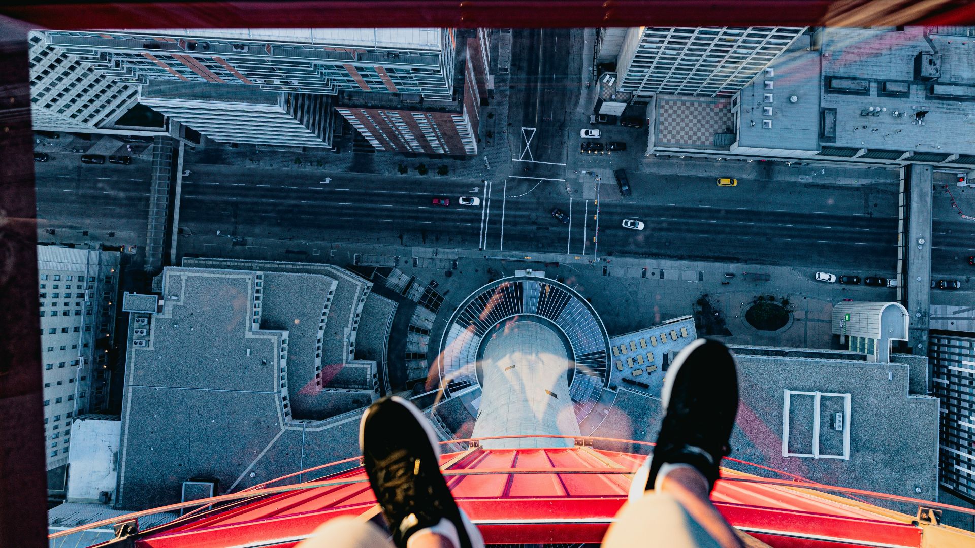 a person standing on top of a glass floor