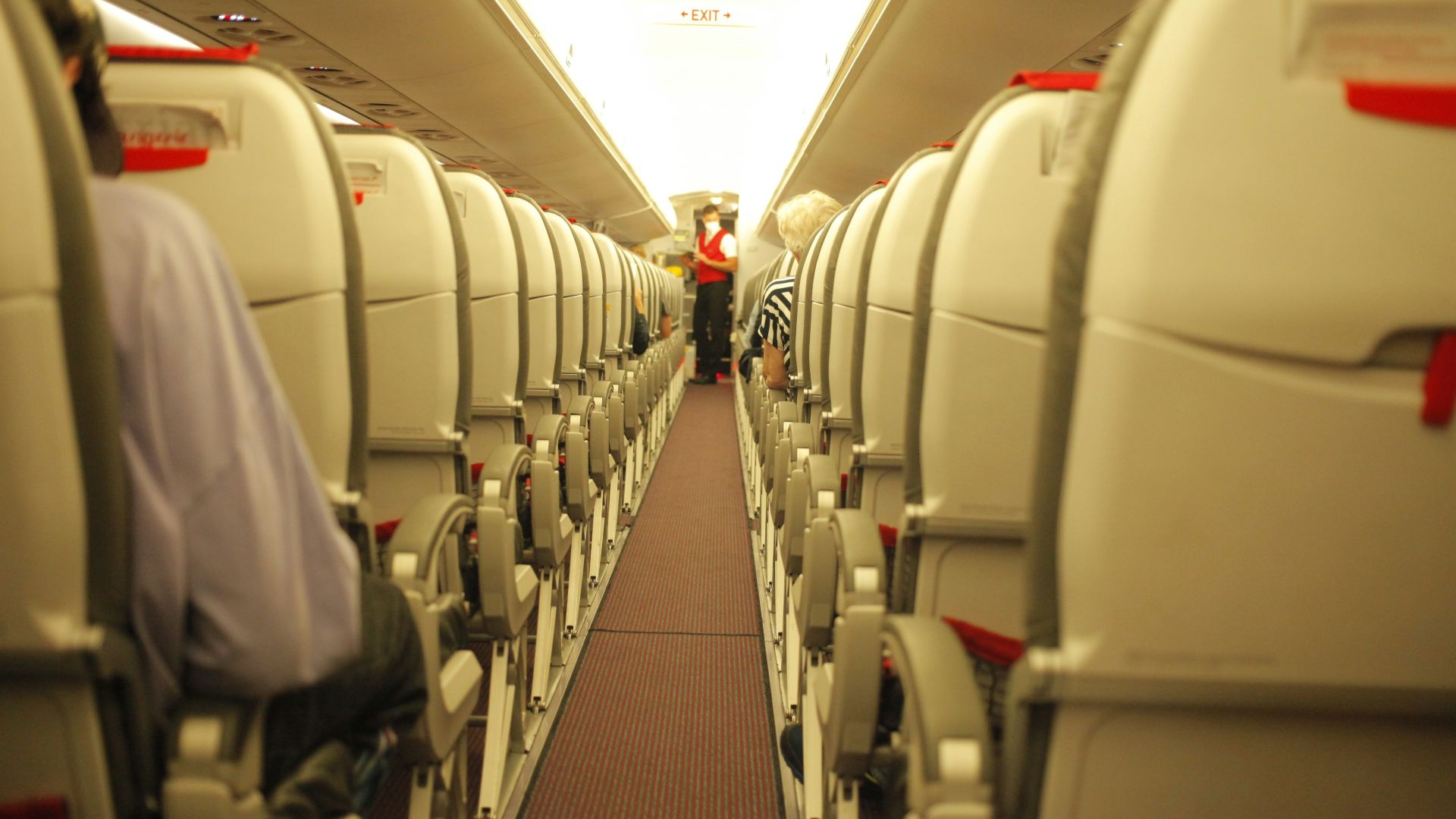 a row of empty seats on an airplane