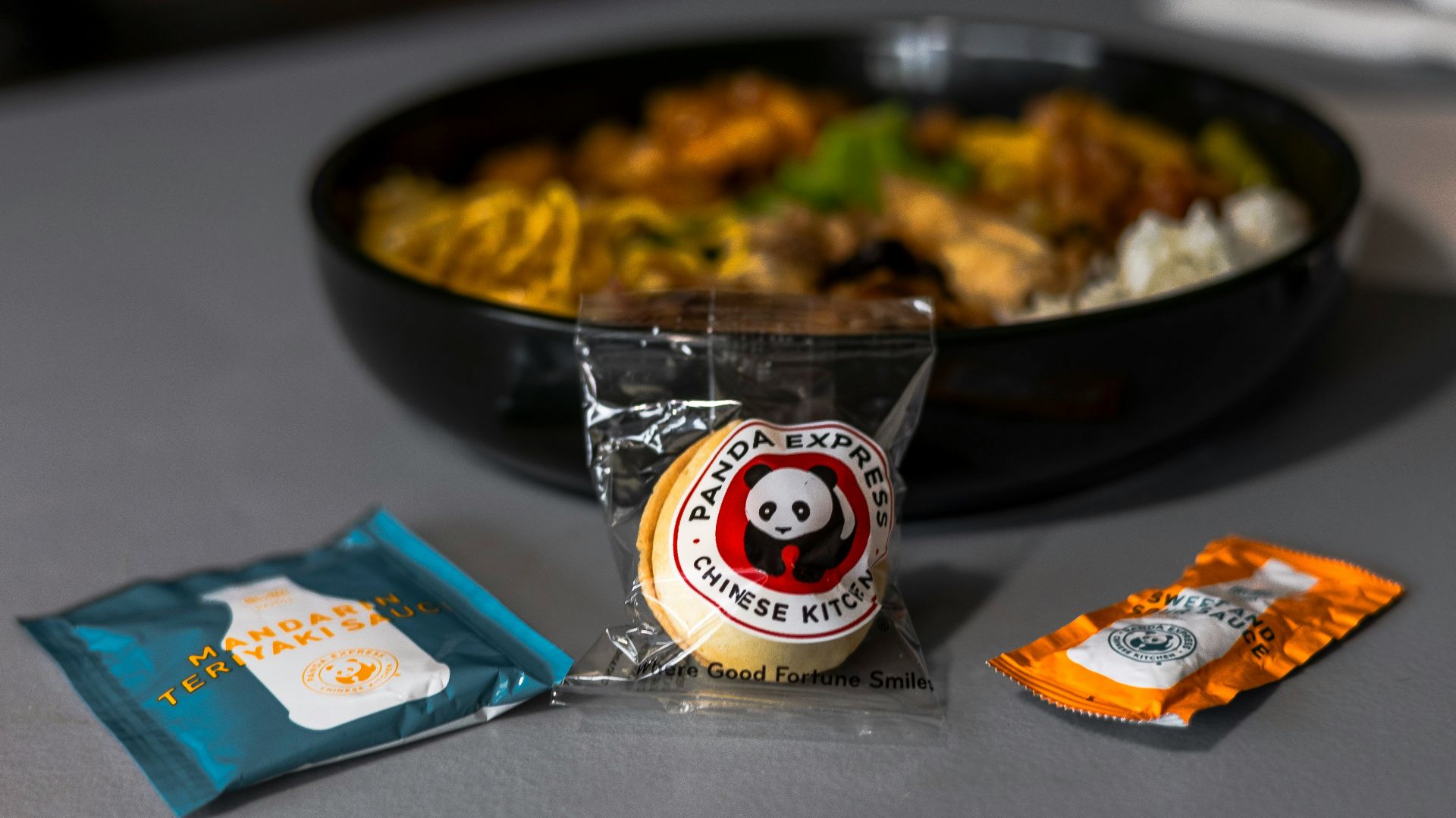 A bowl of food sitting on top of a table