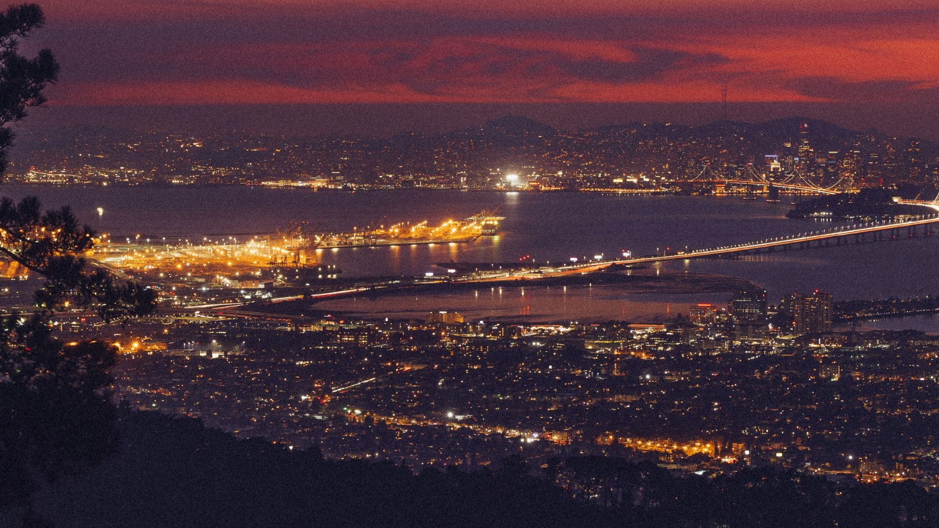 city skyline during night time
