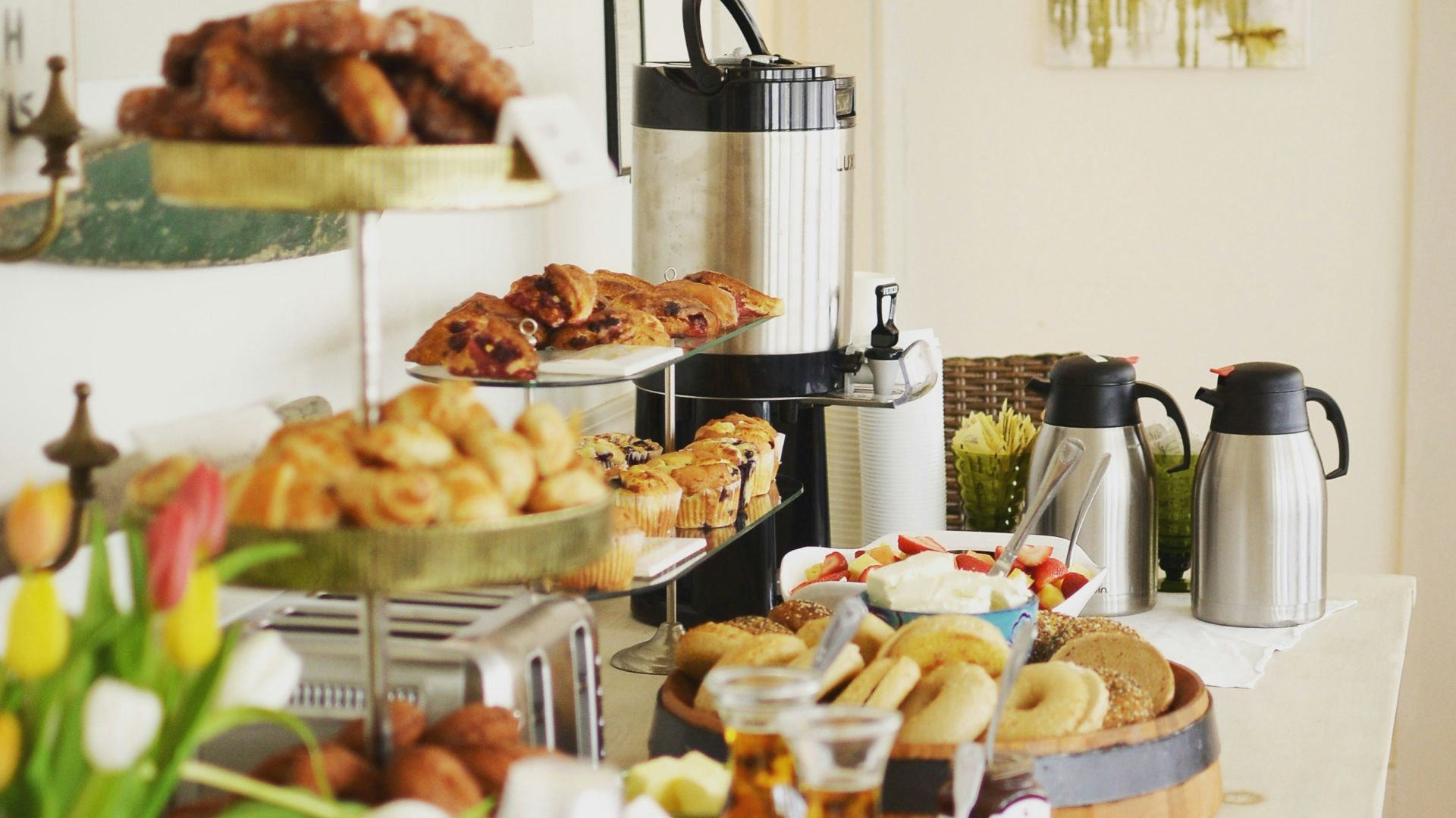 a table with a bunch of food on it