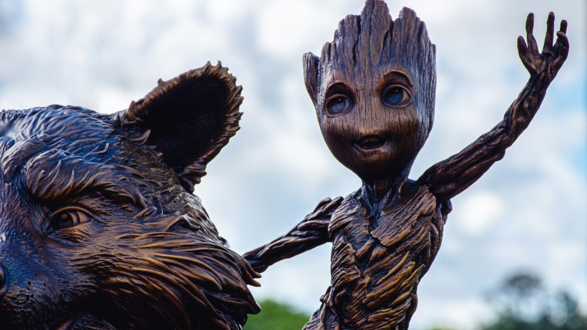 a statue of a groote and a baby groote