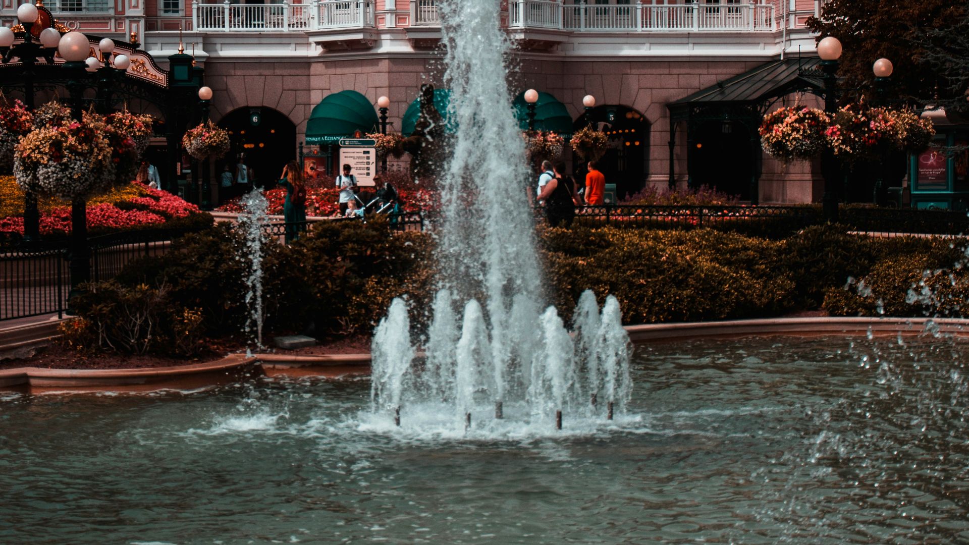 fountain near building