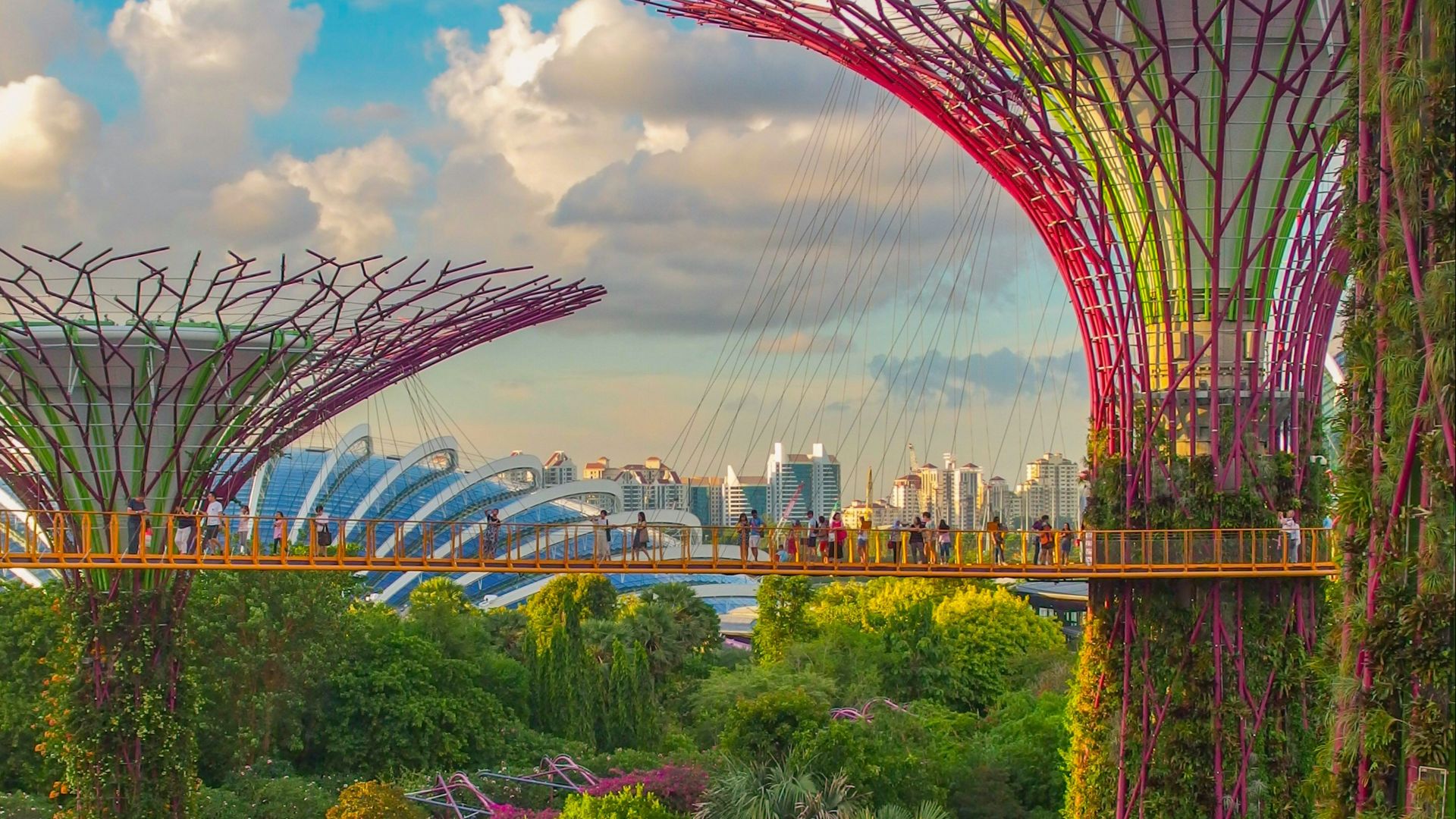 people crossing bridge