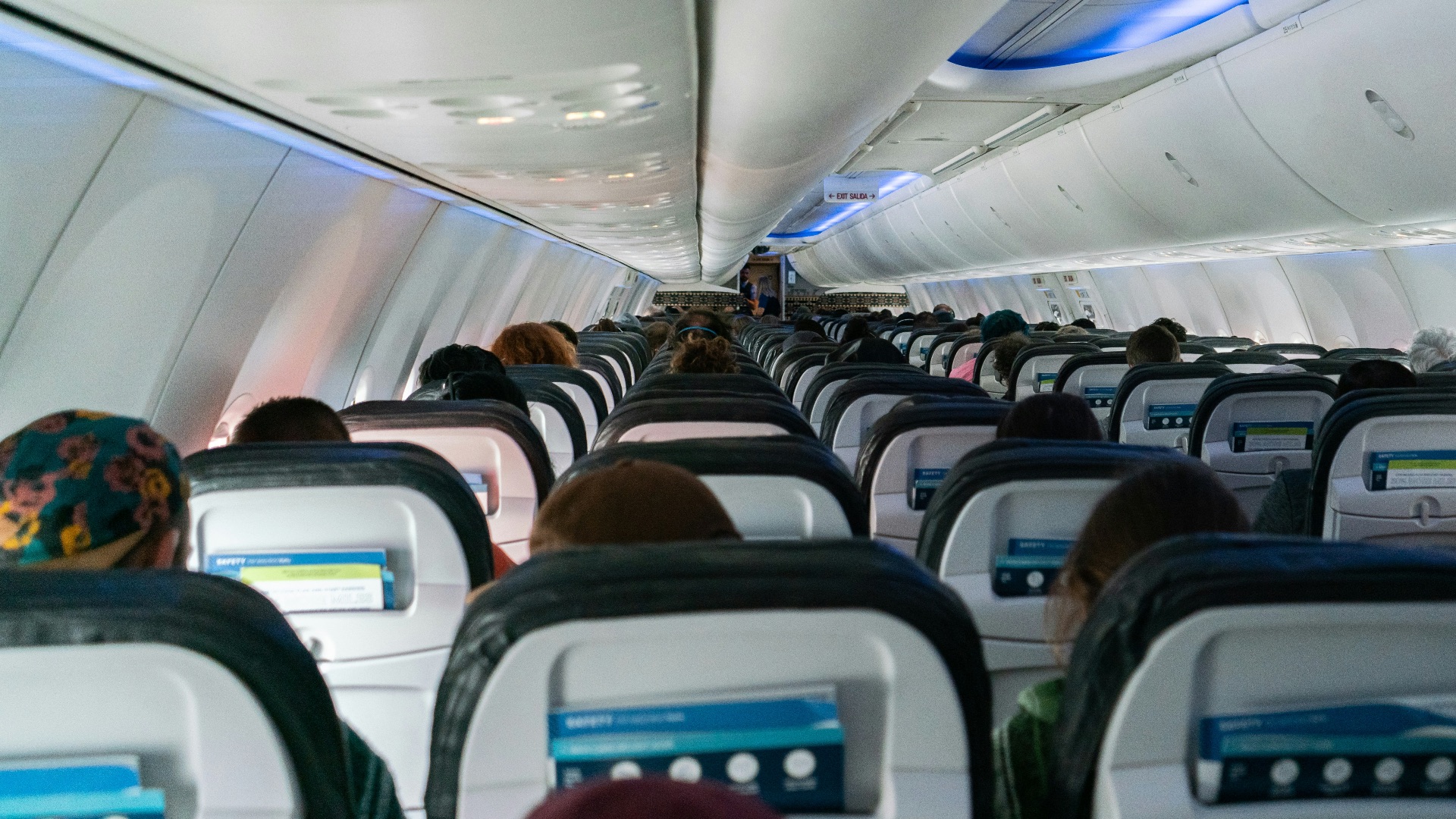 a view of the inside of an airplane