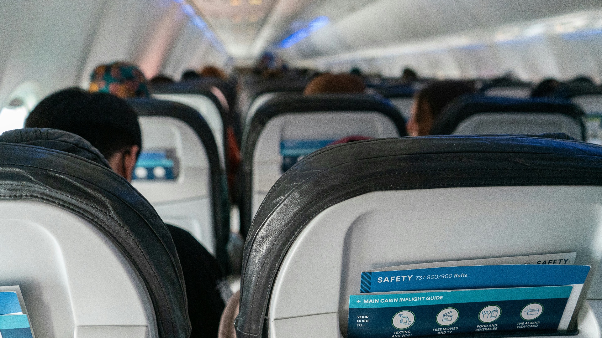 a view of the inside of an airplane