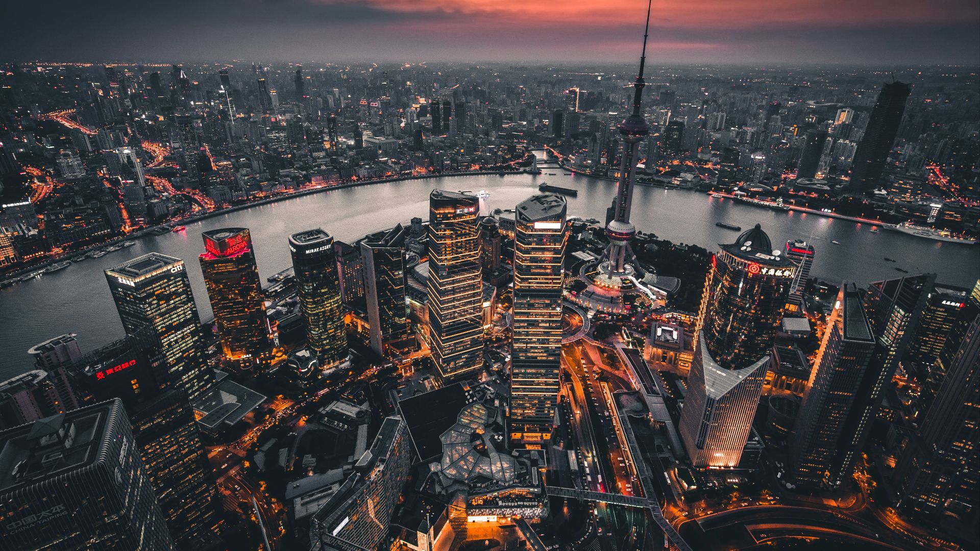 high-angle view of high rise buildings