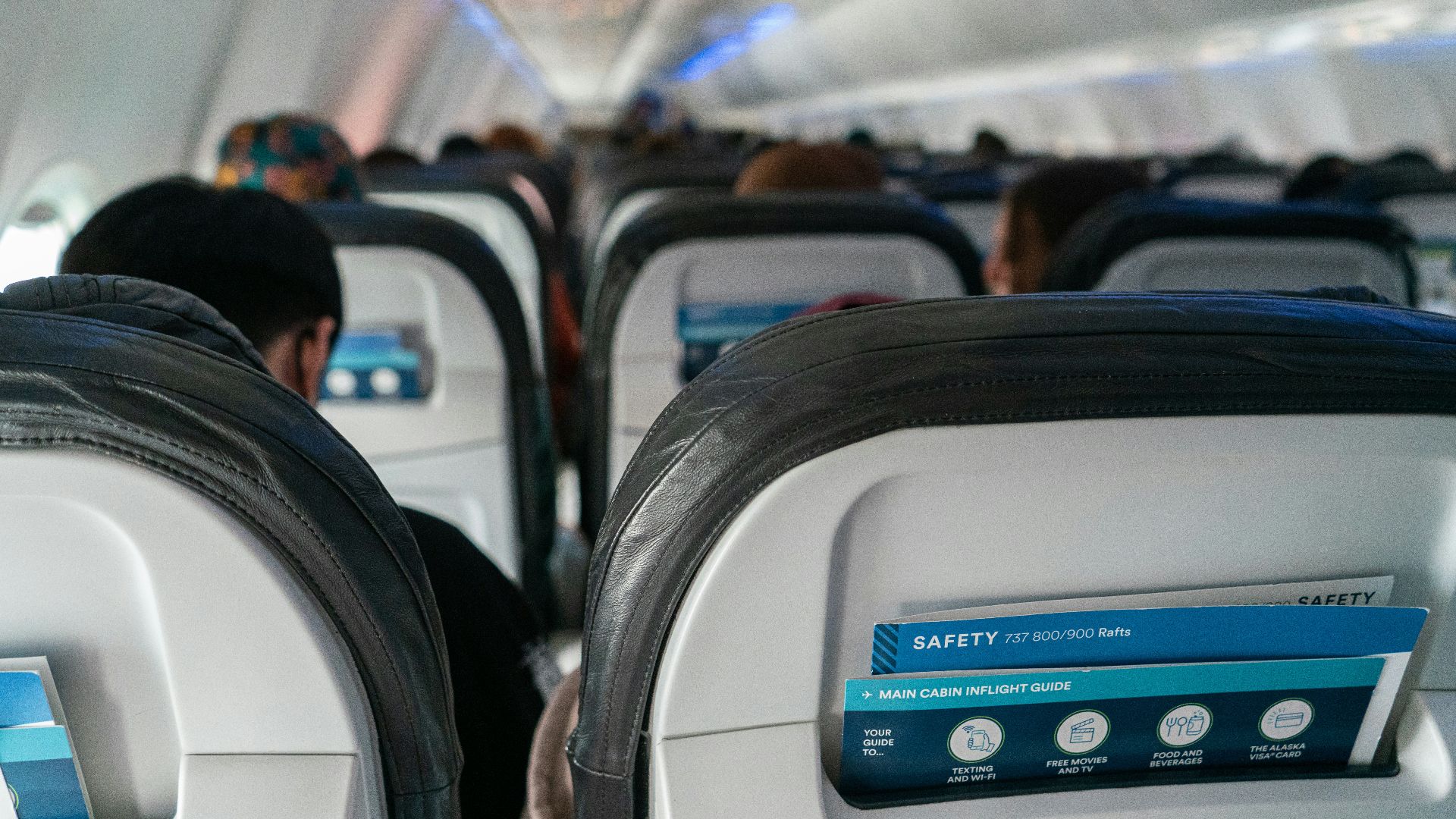 a view of the inside of an airplane