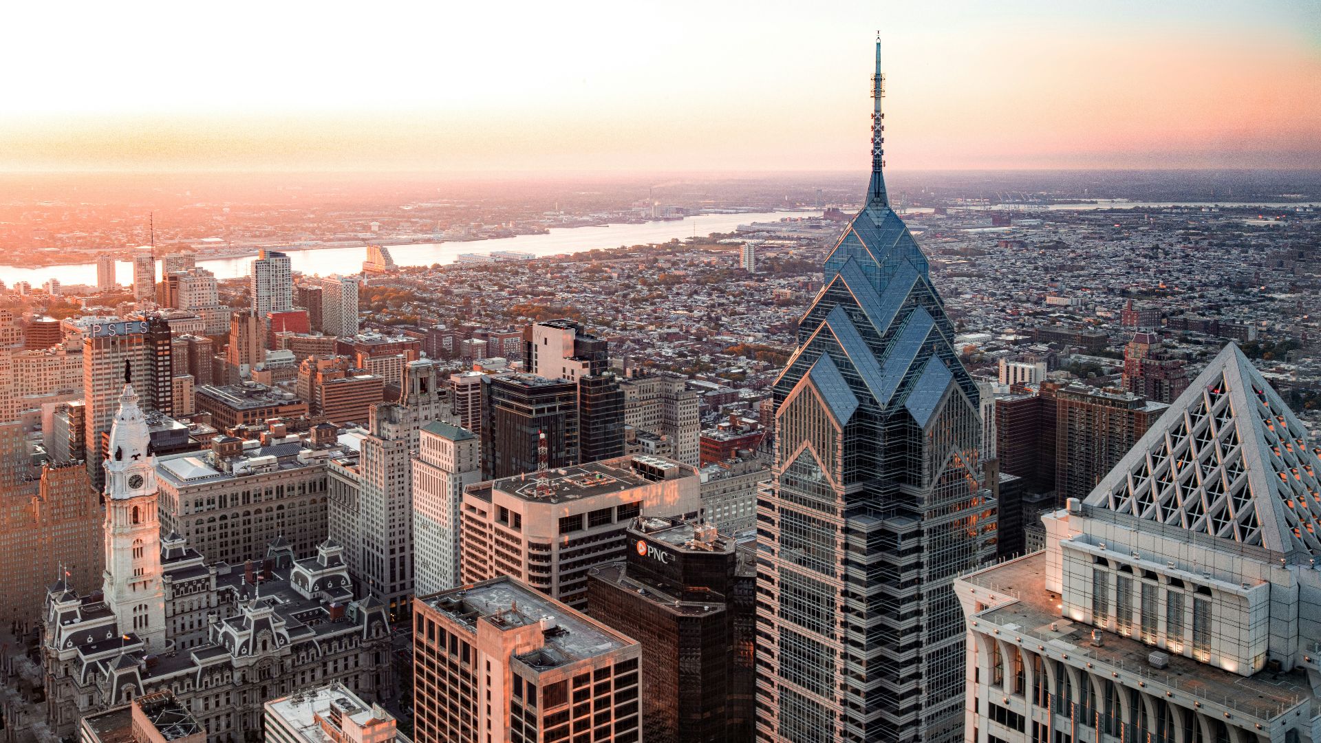 aerial photo of buildings