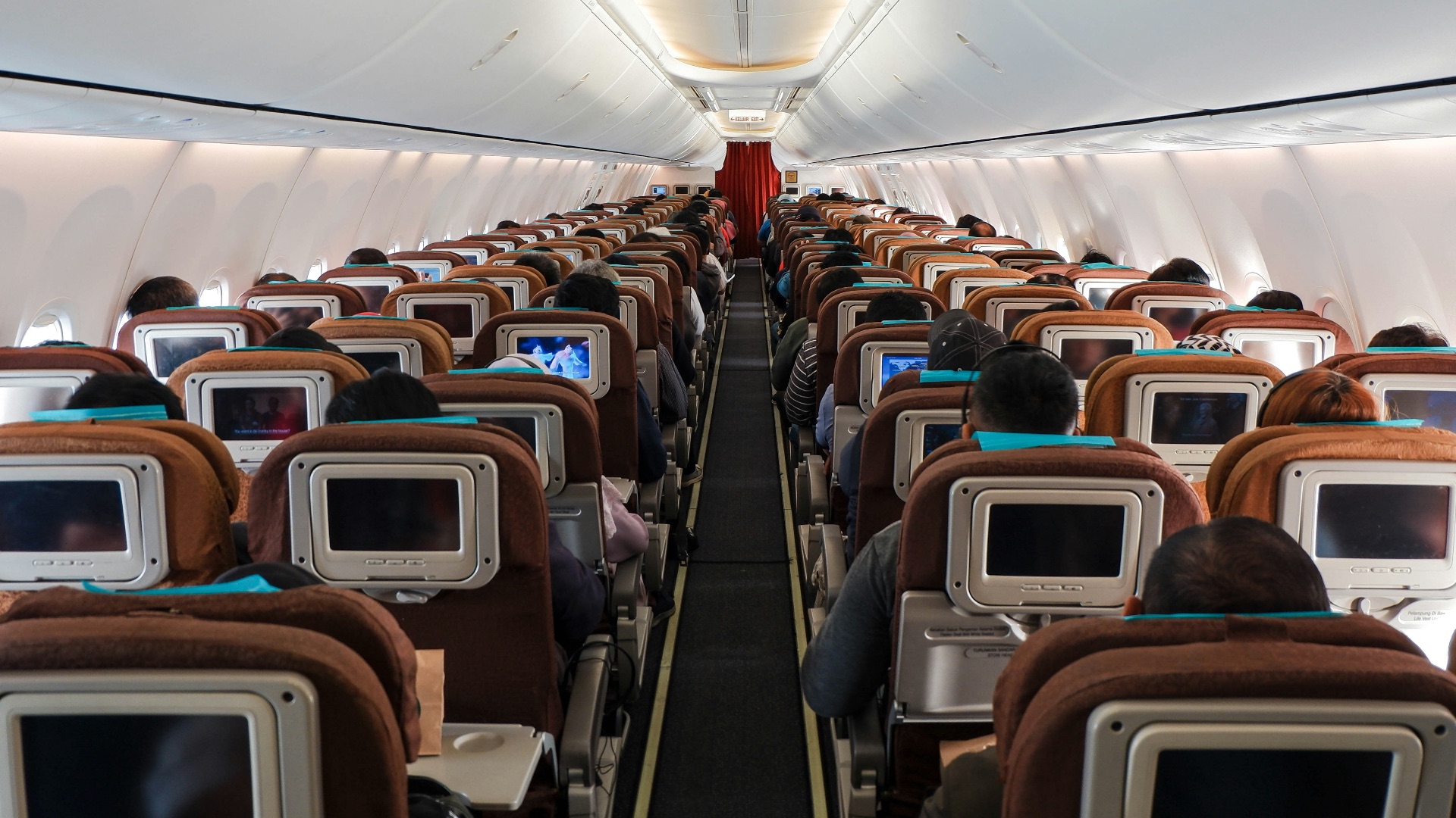 a row of empty seats in an airplane