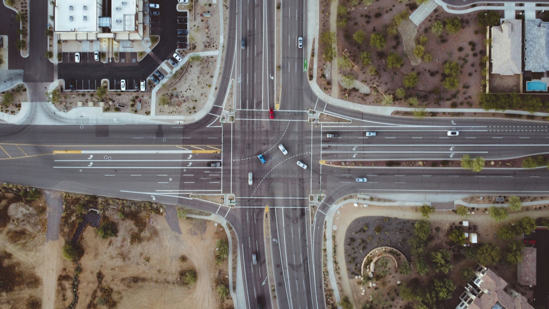 aerial photo of cross streets
