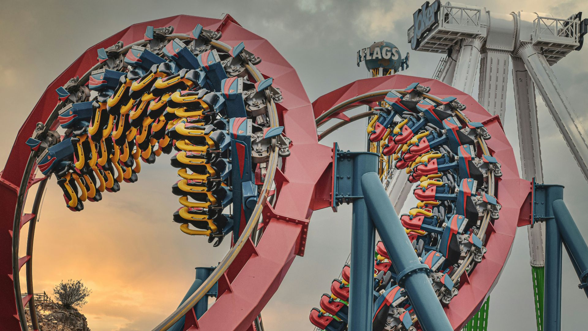 red and yellow roller coaster