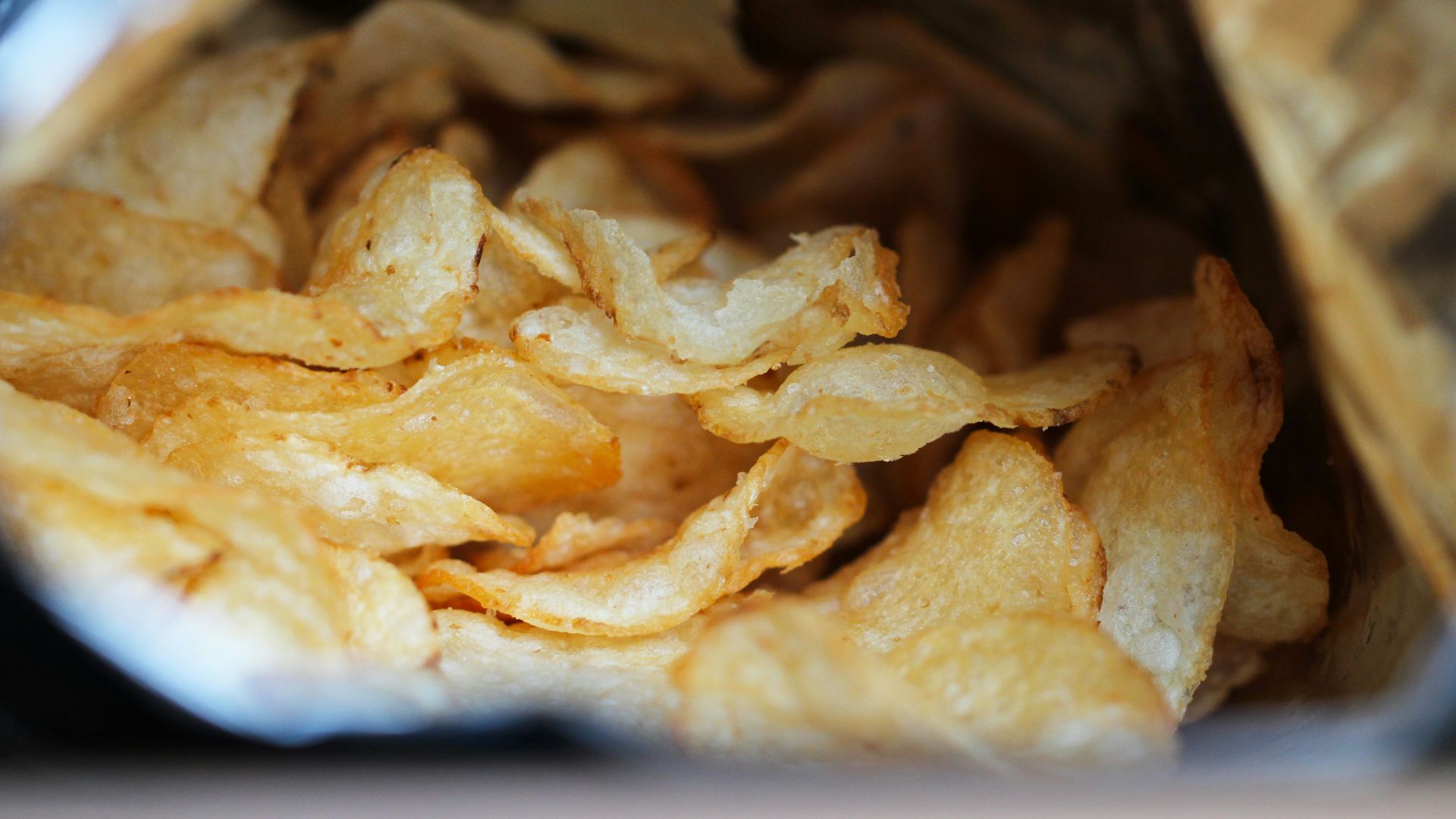 a close up of a bag of potato chips