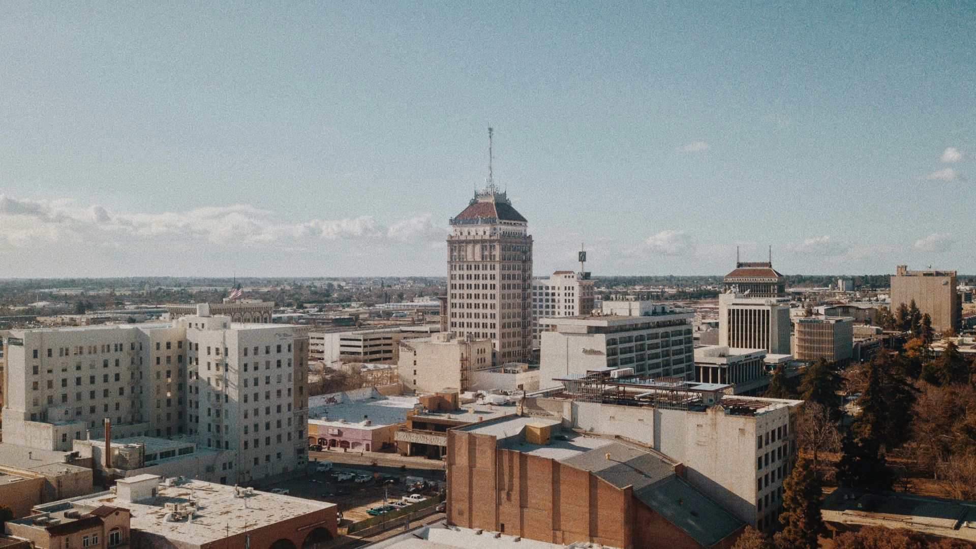 birds eye view of skyscrapers
