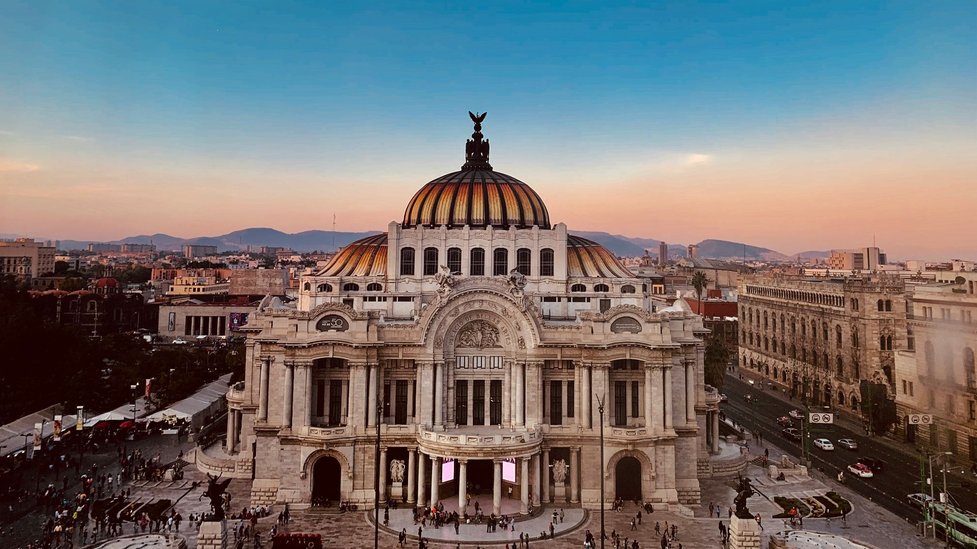 aerial photo of dome building under blue sky at daytime