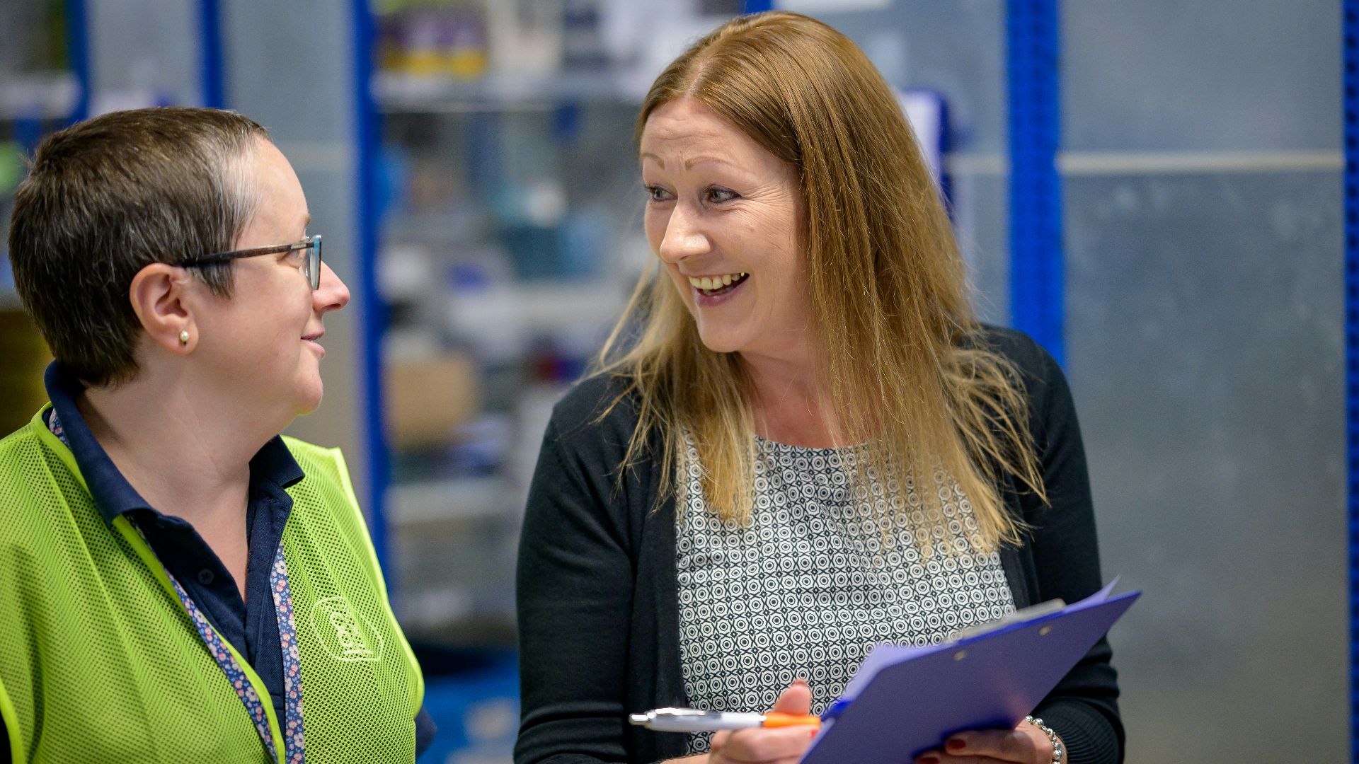 a man and a woman talking