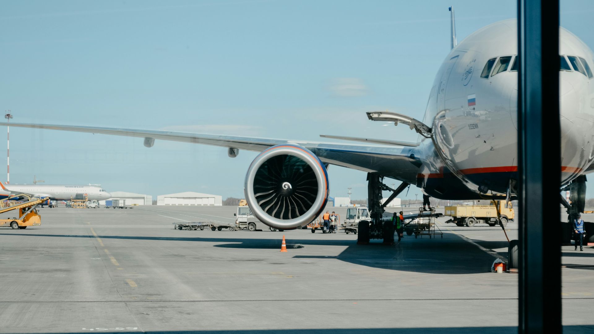 white airliner on runway