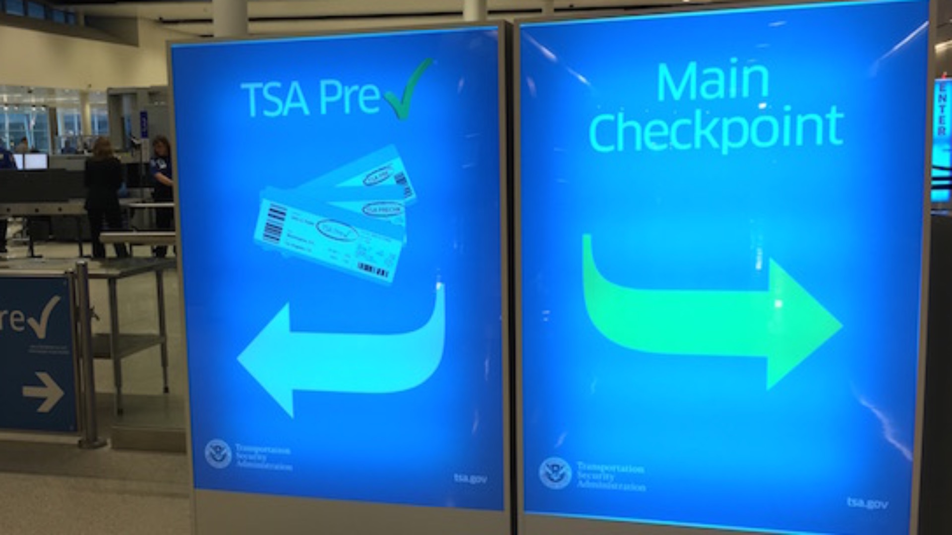 File:TSA PreCheck secruity screening signs in Indianapolis.jpg