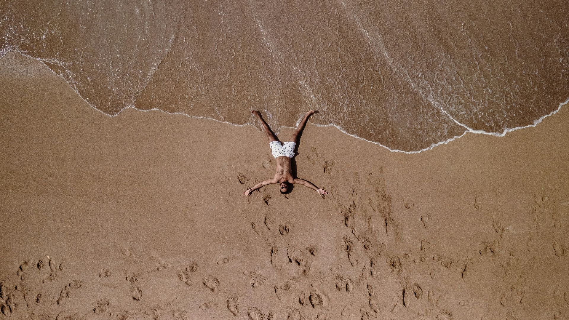 a bird flying over a sandy beach next to the ocean