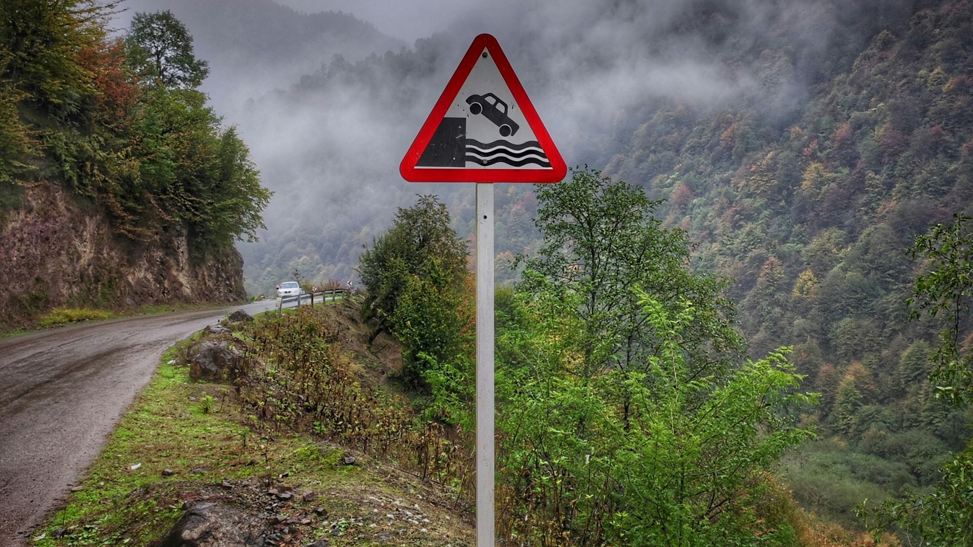 a sign on a road