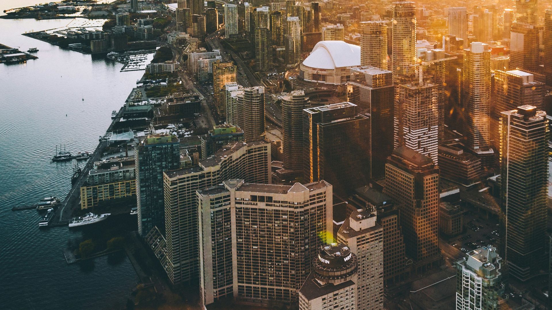 aerial photo of city during golden hour