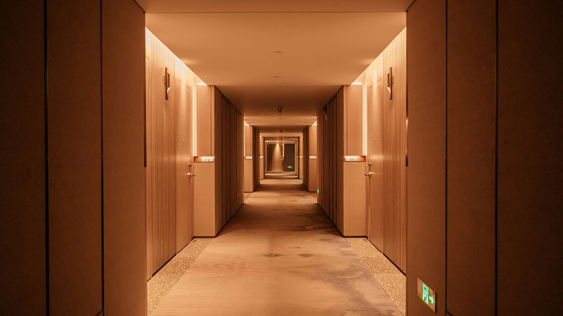 a hallway with doors