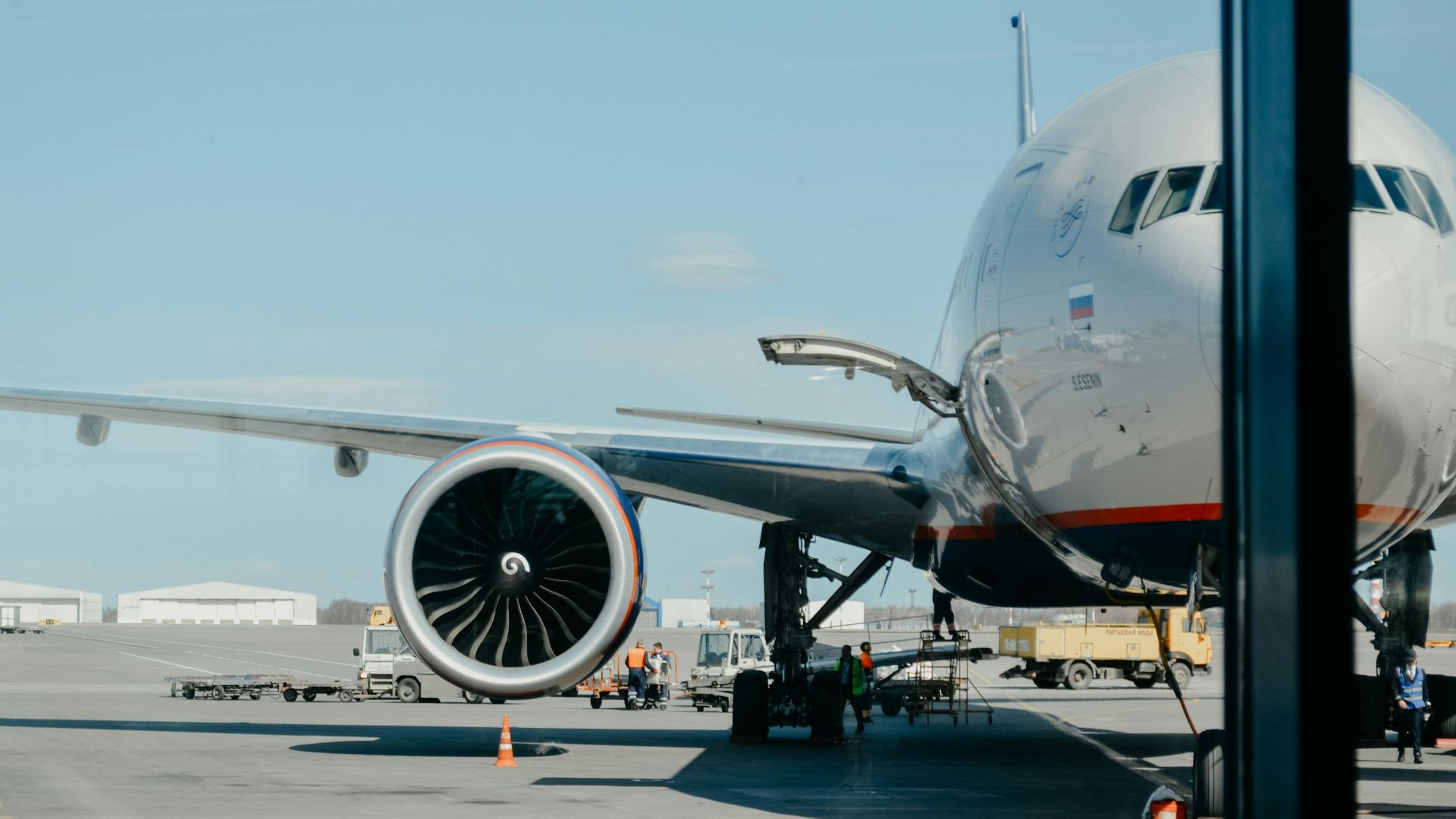 white airliner on runway